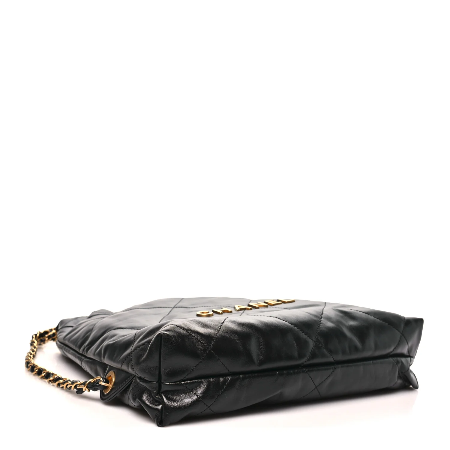 Shiny Calfskin Quilted Chanel 22 Backpack Black - Image 4