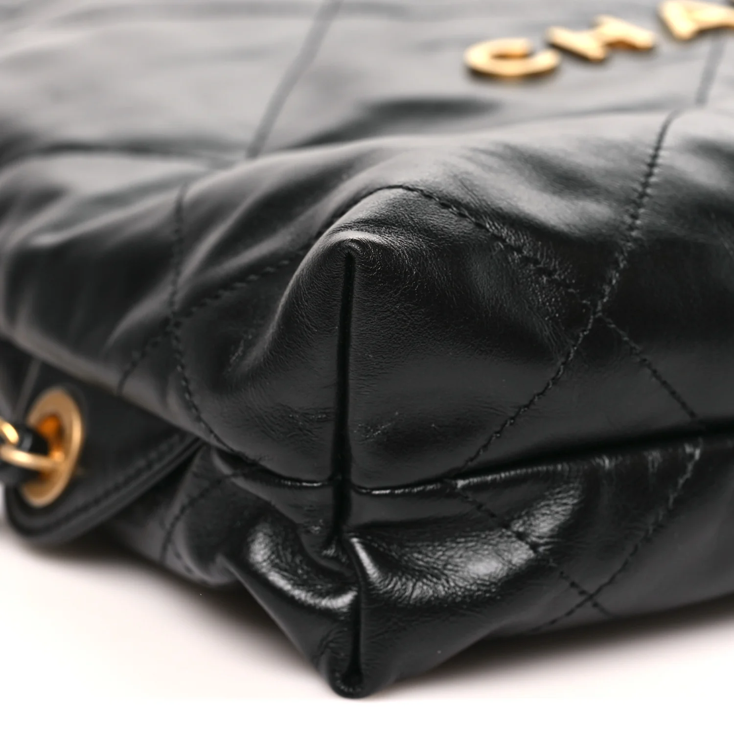 Shiny Calfskin Quilted Chanel 22 Backpack Black - Image 9