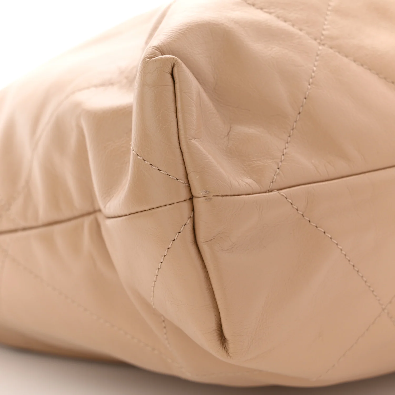 Shiny Calfskin Quilted Chanel 22 Beige - Image 11