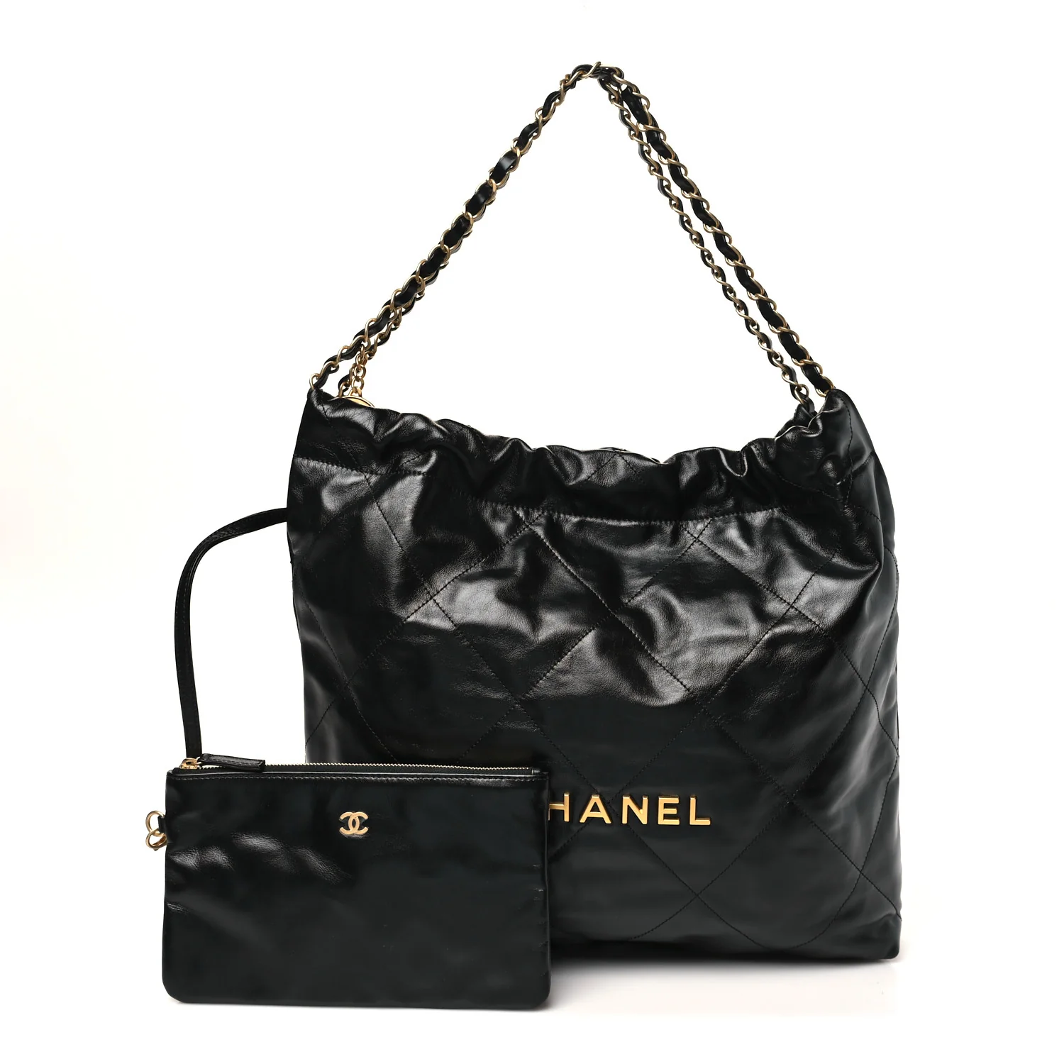 Shiny Calfskin Quilted Chanel 22 Black - Image 3