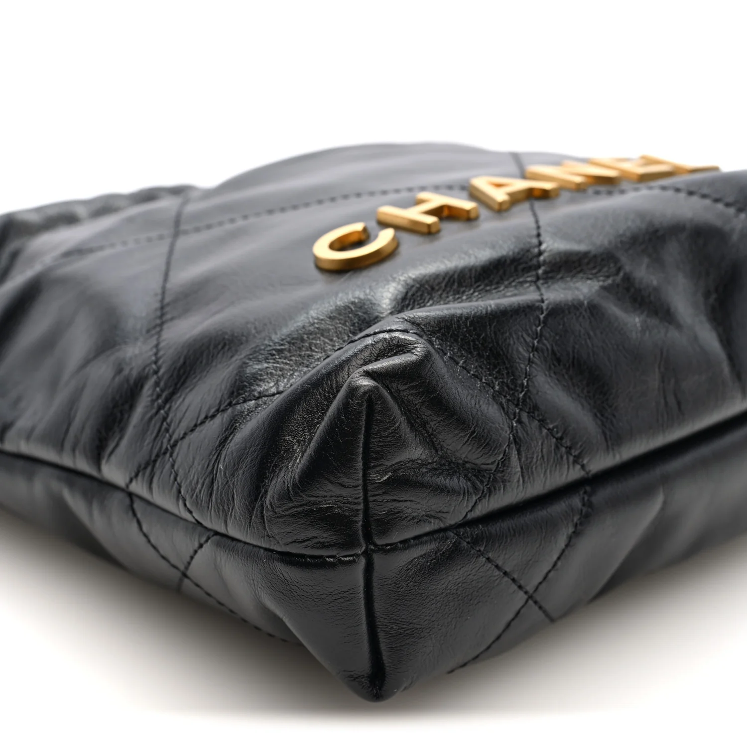 Shiny Calfskin Quilted Mini Chanel 22 Black - Image 9