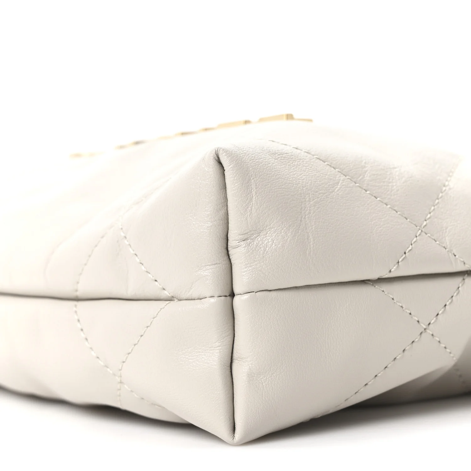 Shiny Calfskin Quilted Mini Chanel 22 Light Grey - Image 10