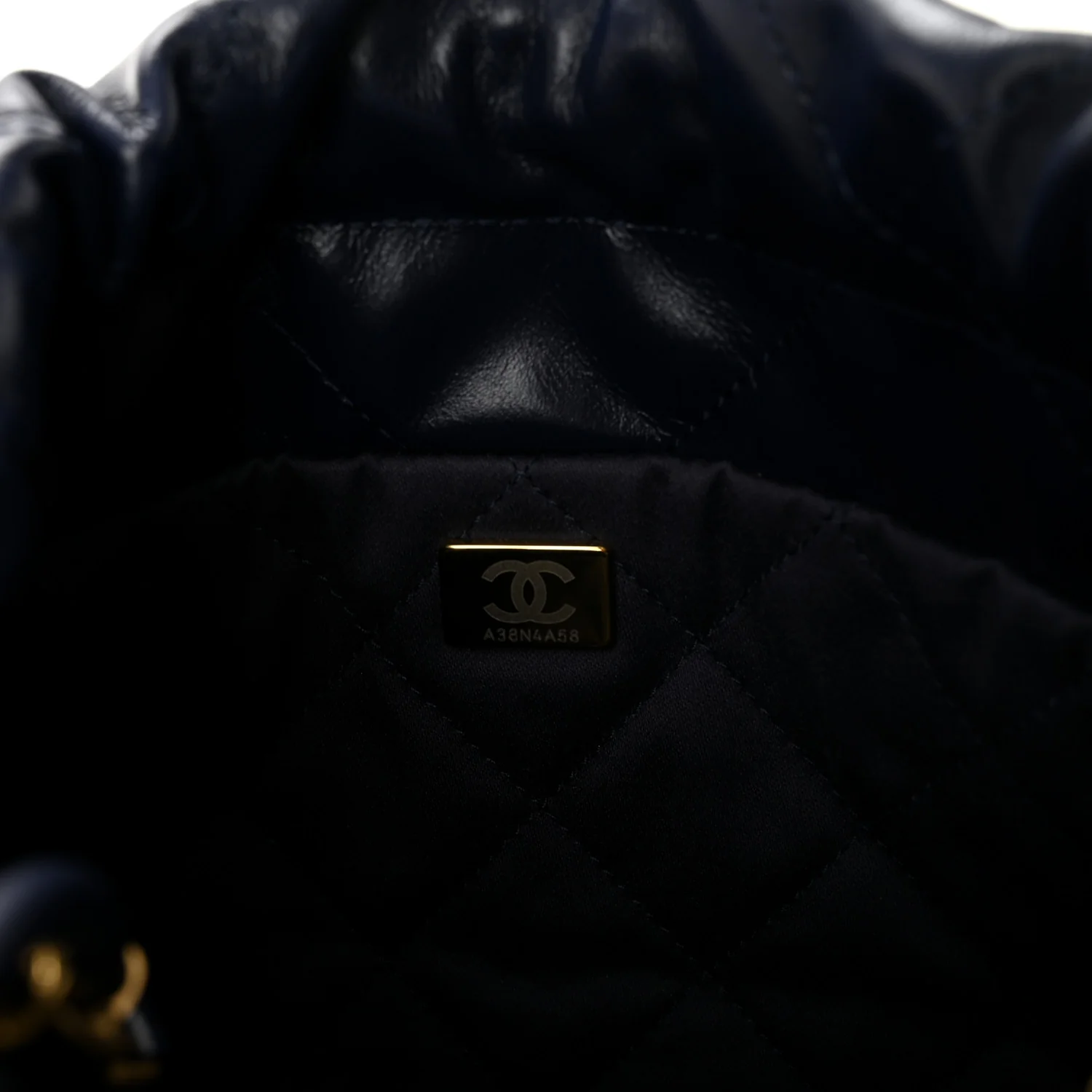 Shiny Calfskin Quilted Mini Chanel 22 Navy Blue - Image 14