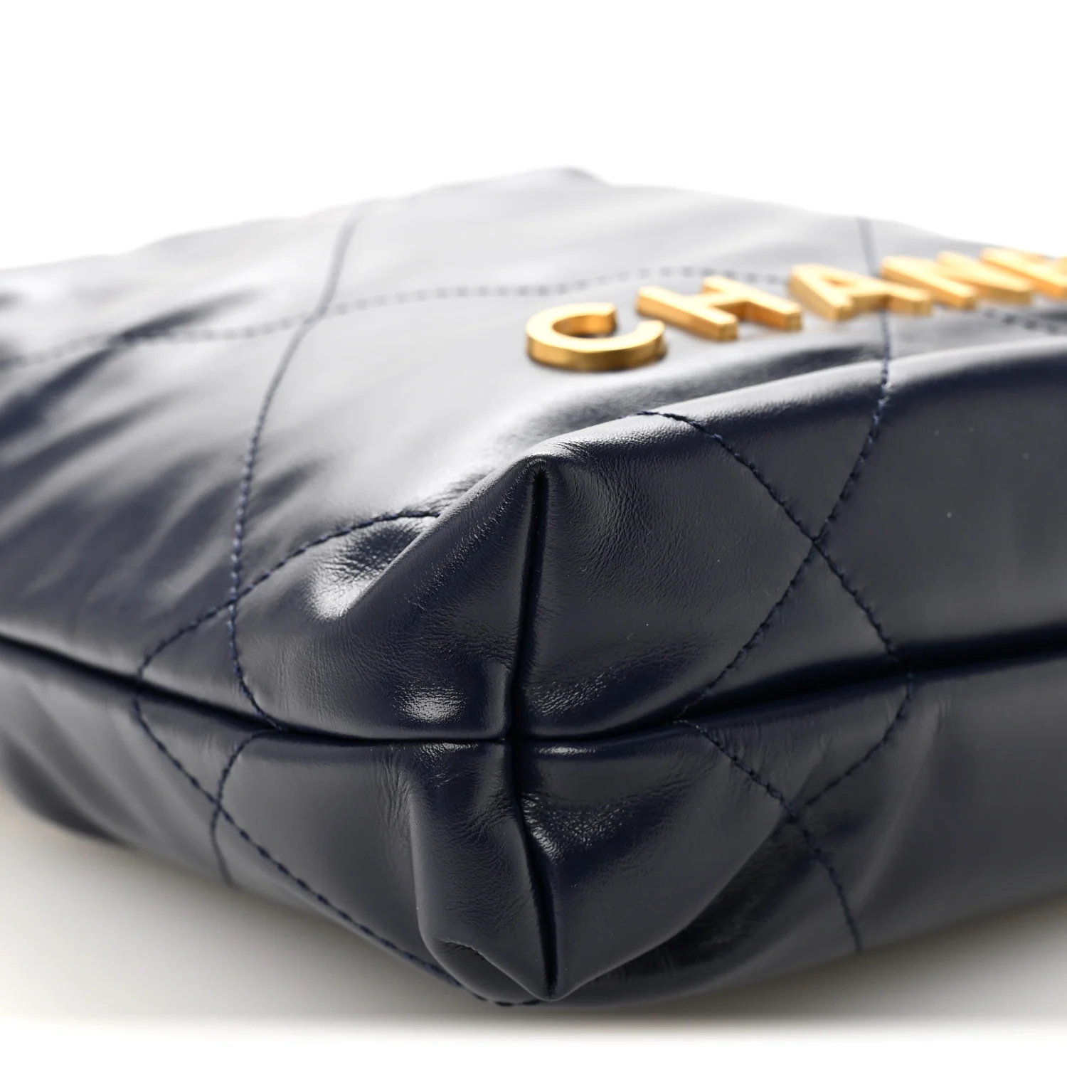 Shiny Calfskin Quilted Mini Chanel 22 Navy Blue - Image 19