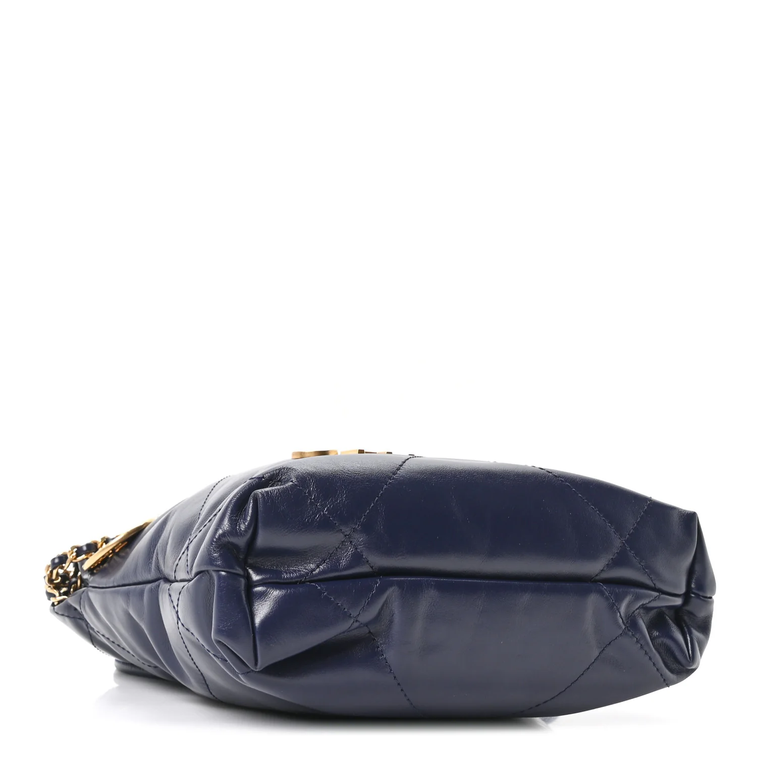 Shiny Calfskin Quilted Mini Chanel 22 Navy Blue - Image 3