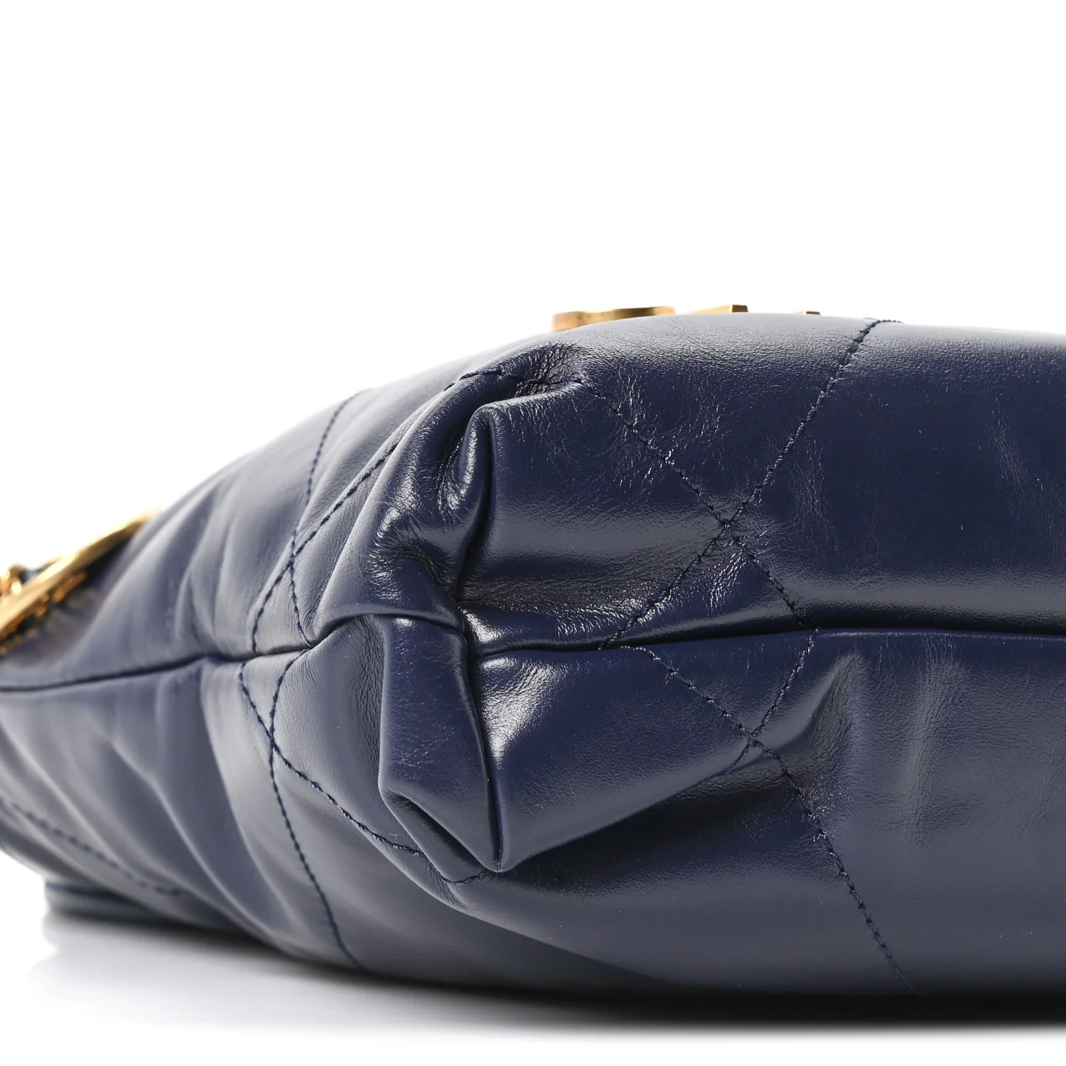 Shiny Calfskin Quilted Mini Chanel 22 Navy Blue - Image 8