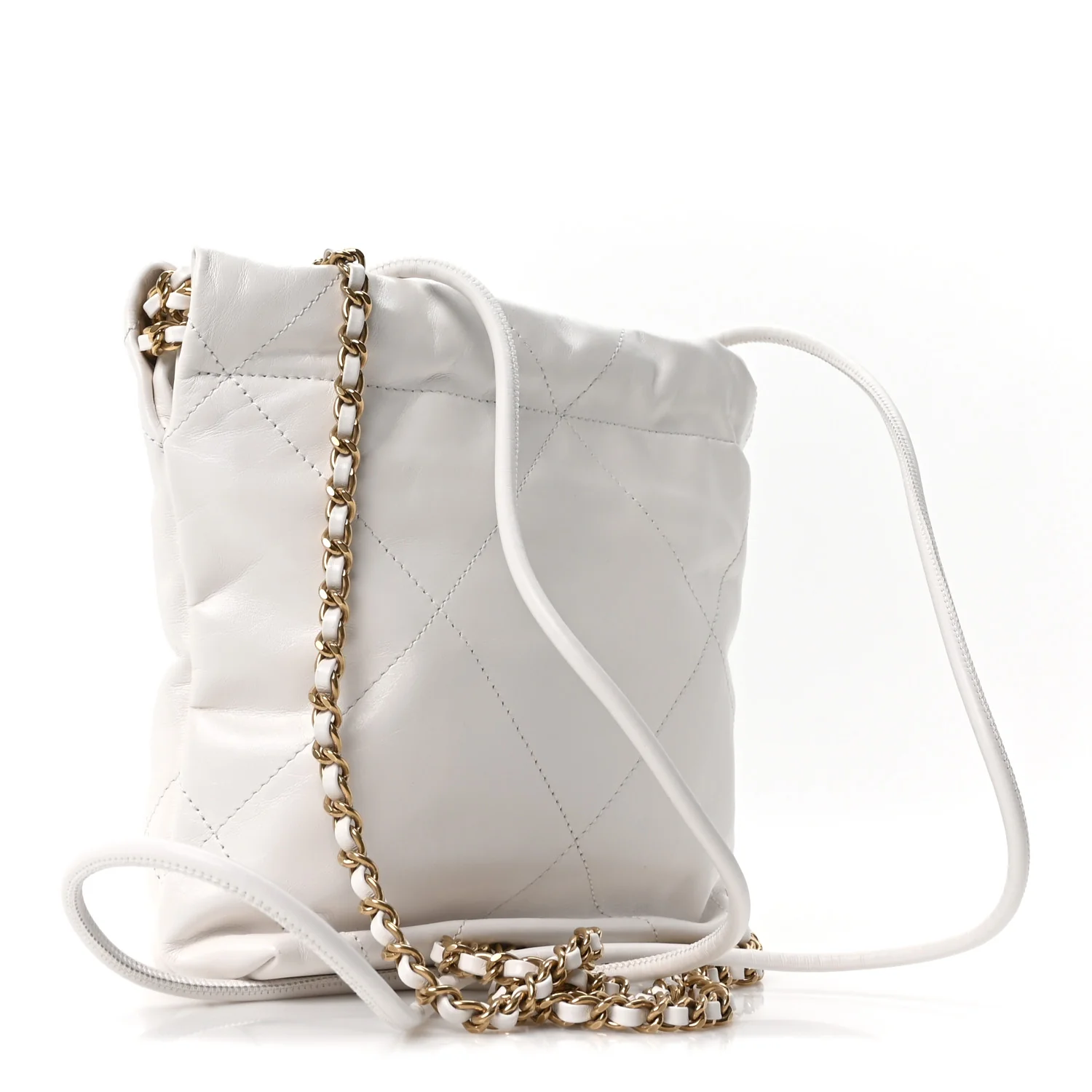 Shiny Calfskin Quilted Mini Chanel 22 White Black - Image 2