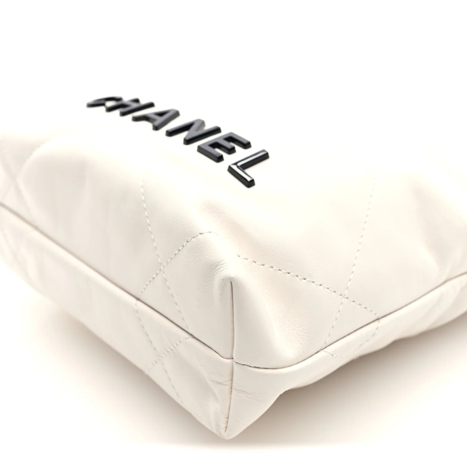 Shiny Calfskin Quilted Mini Chanel 22 White Black - Image 10