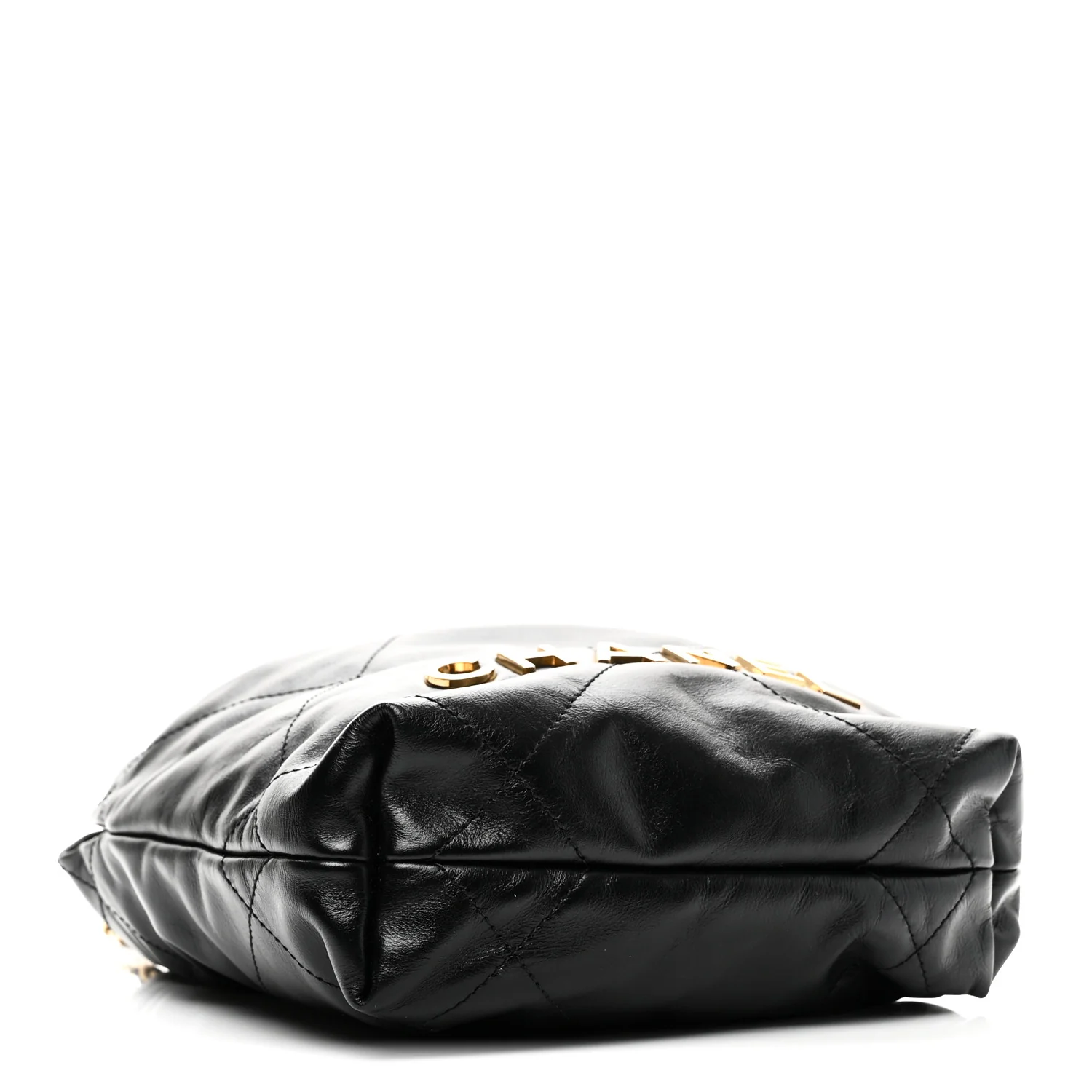 Shiny Calfskin Quilted Pearl CC Chain Mini Chanel 22 Black - Image 4