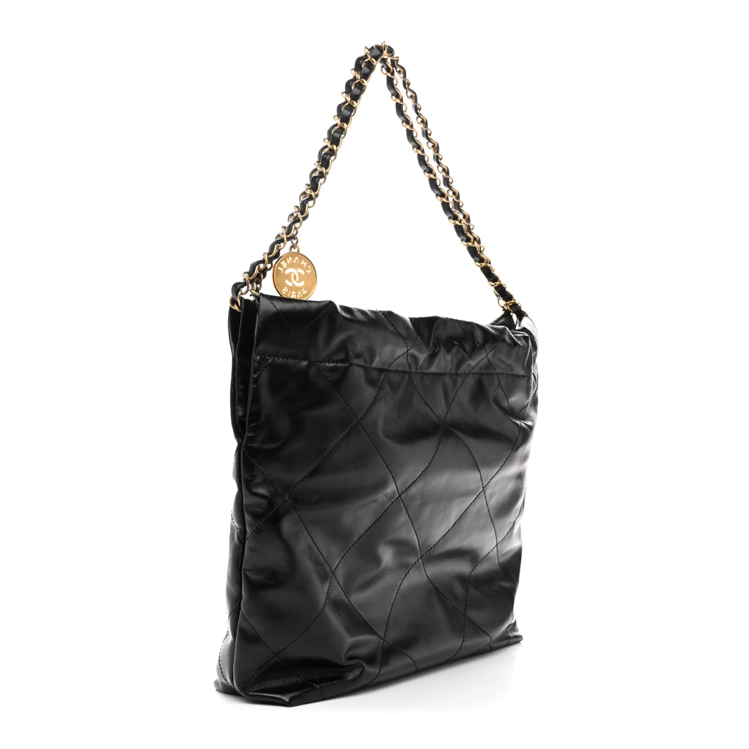 Shiny Calfskin Quilted Small Chanel 22 Black - Image 4
