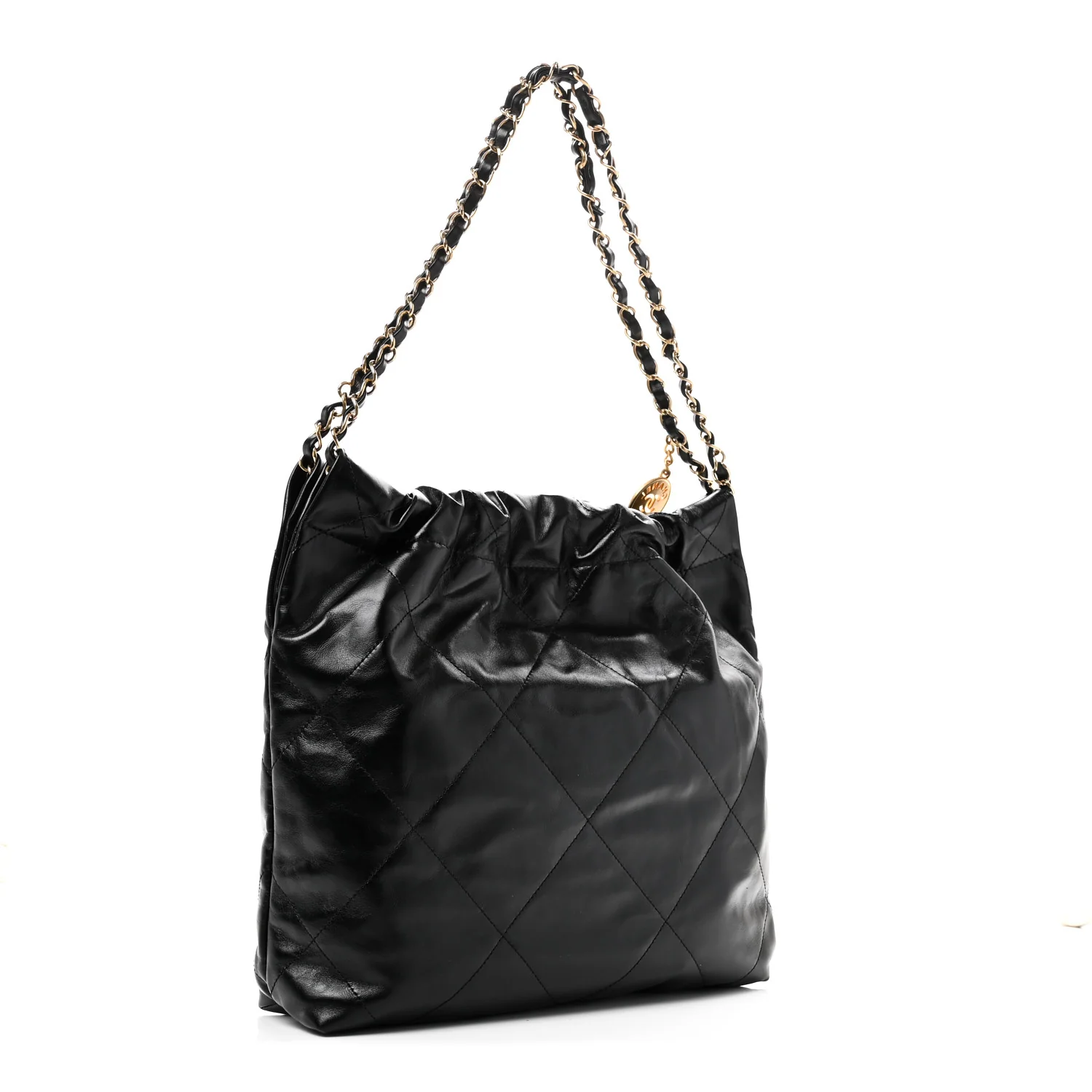 Shiny Calfskin Quilted Small Chanel 22 Black - Image 4