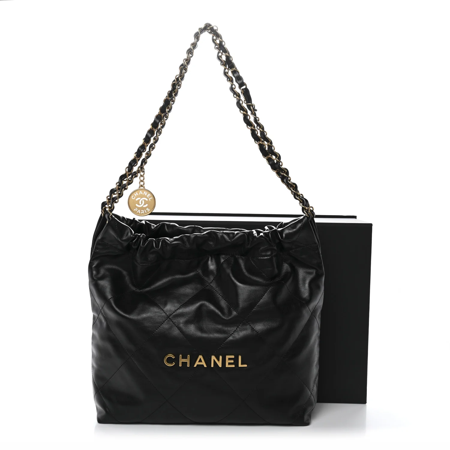 Shiny Calfskin Quilted Small Chanel 22 Black - Image 12