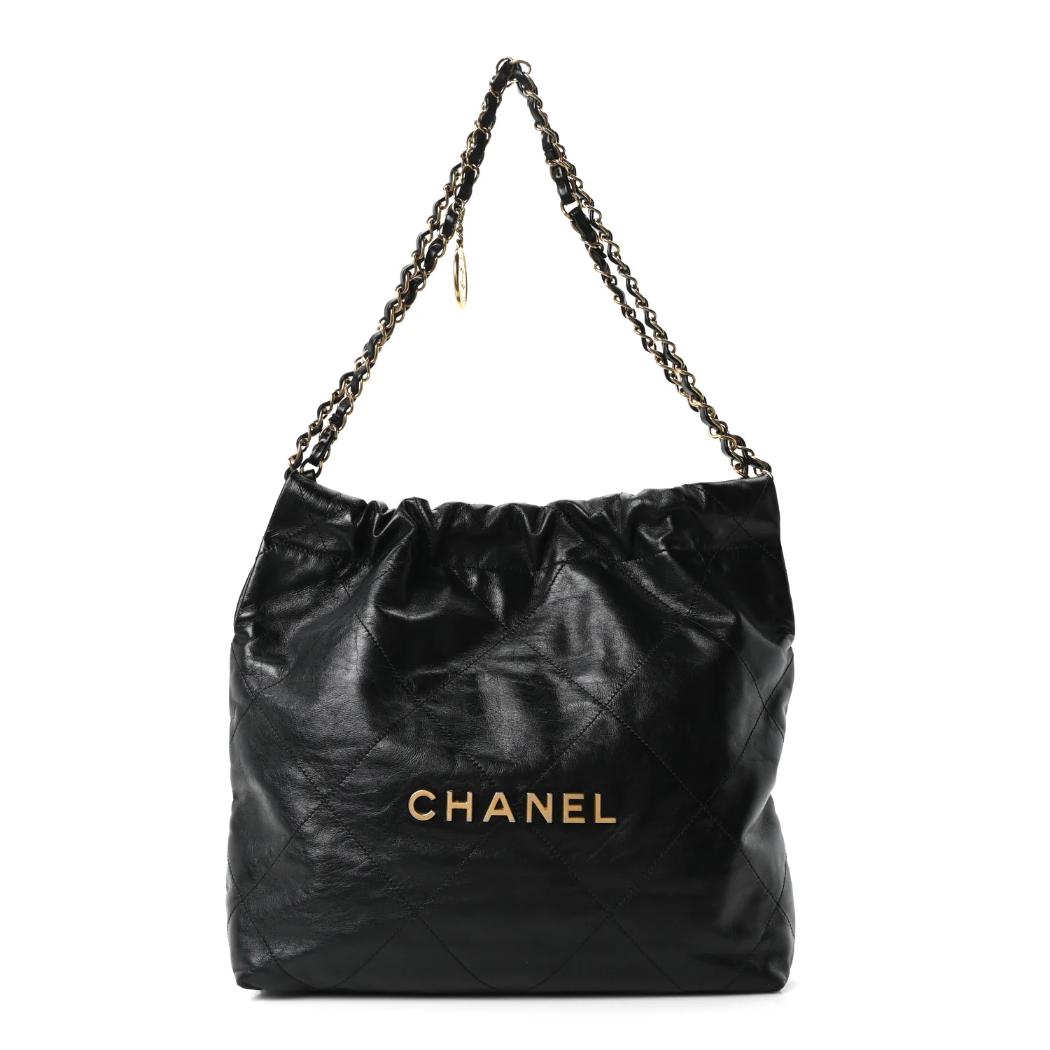 Shiny Calfskin Quilted Small Chanel 22 Black