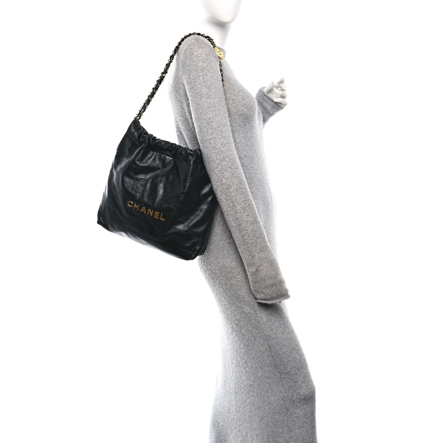 Shiny Calfskin Quilted Small Chanel 22 Black - Image 2