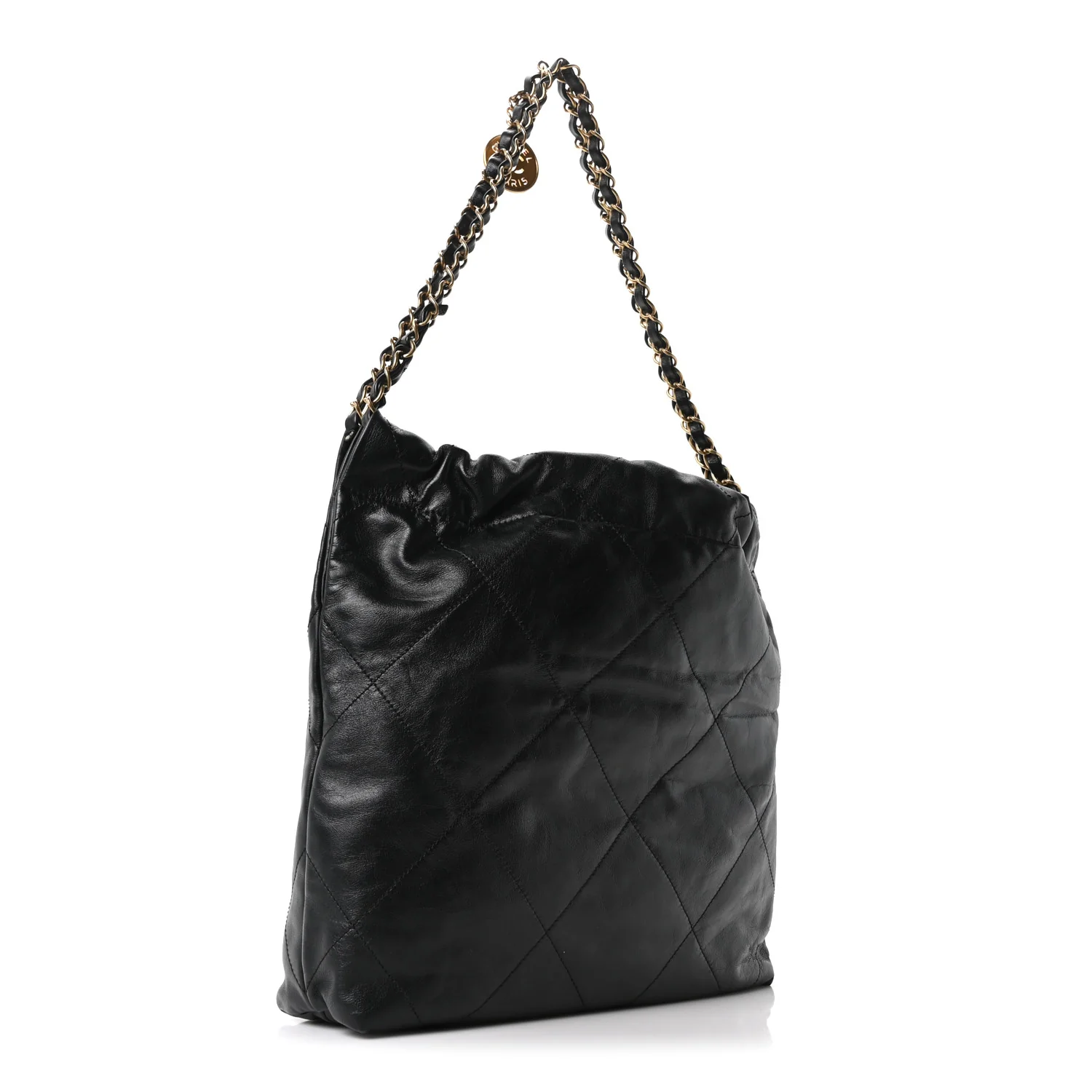 Shiny Calfskin Quilted Small Chanel 22 Black - Image 4