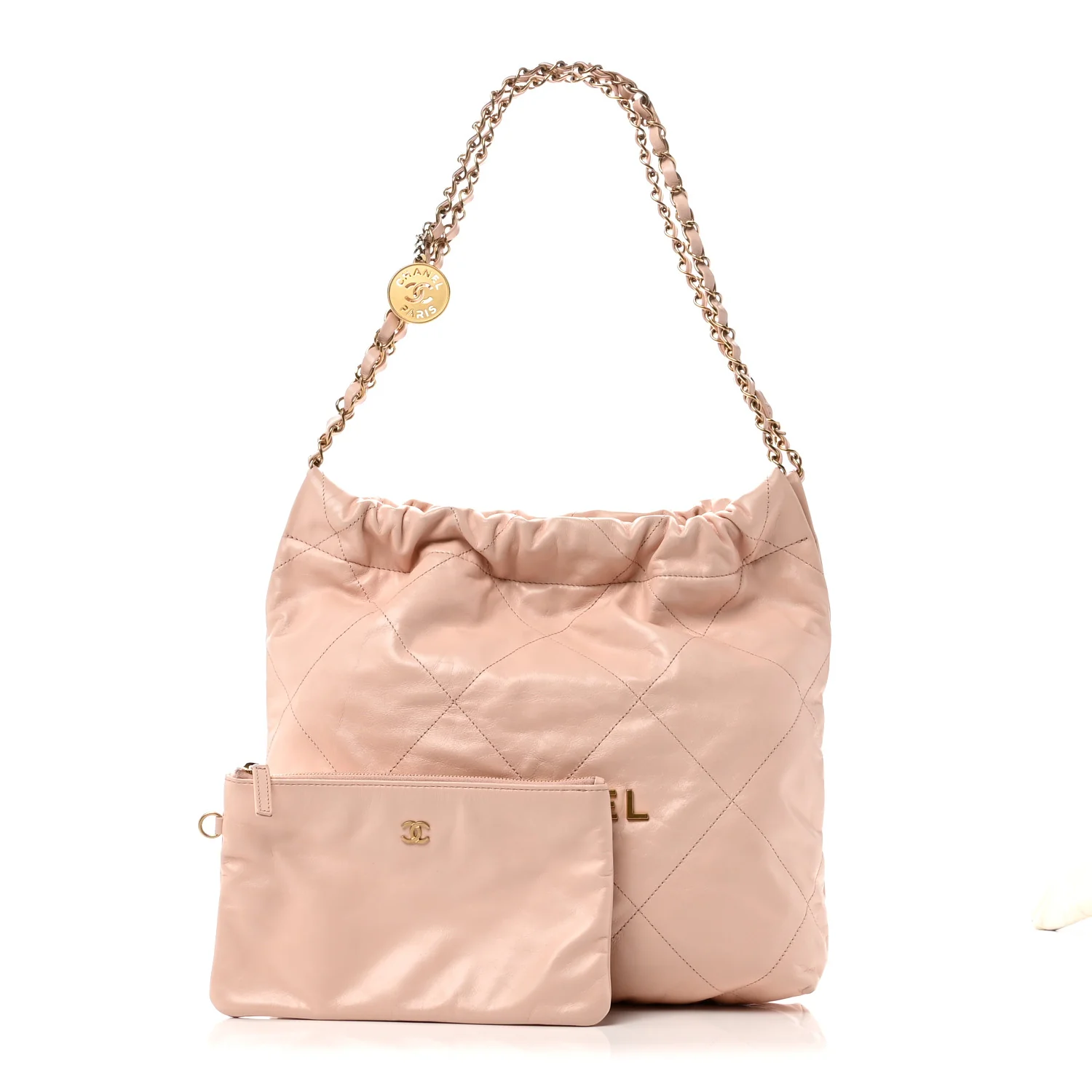 Shiny Calfskin Quilted Small Chanel 22 Light Pink - Image 3