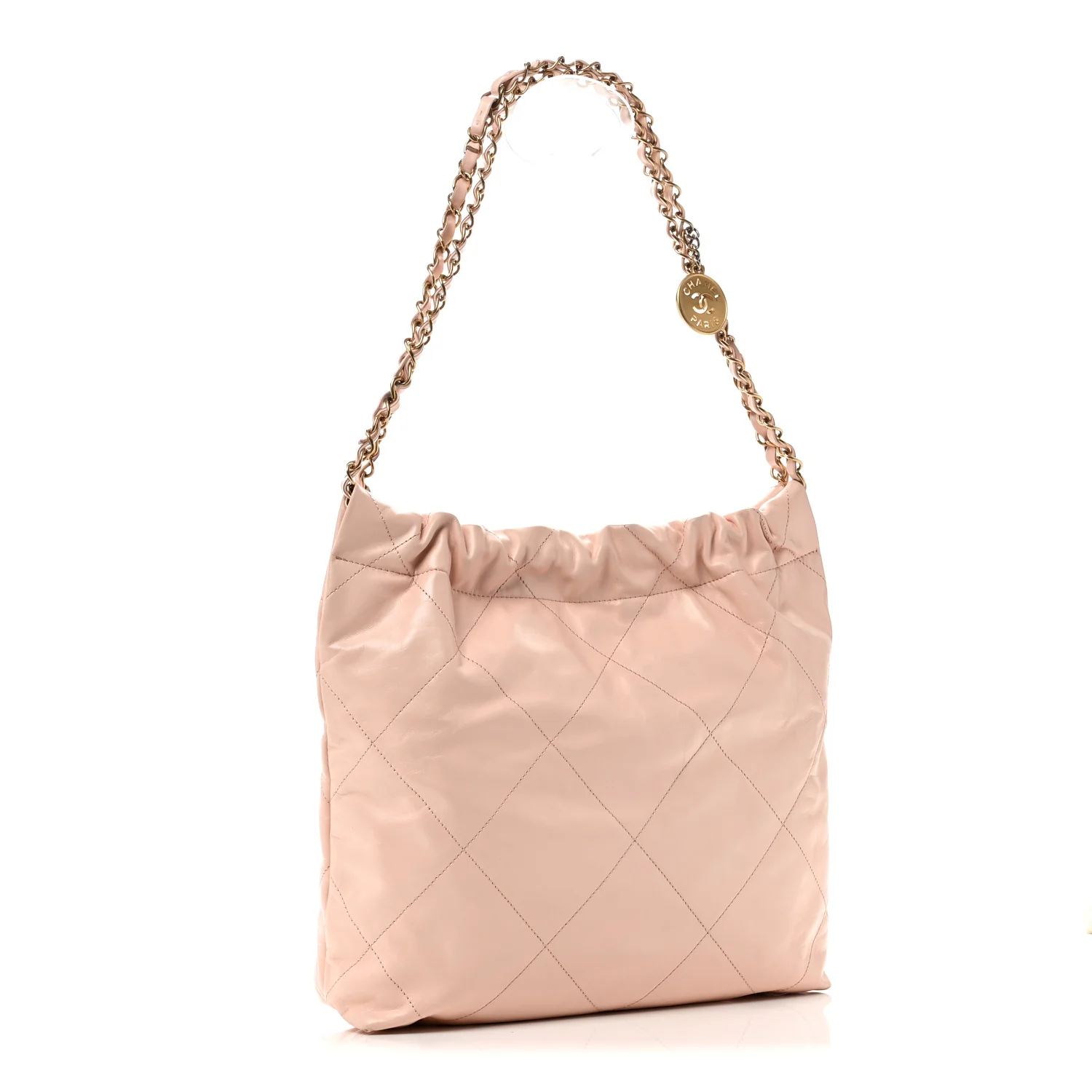 Shiny Calfskin Quilted Small Chanel 22 Light Pink - Image 4