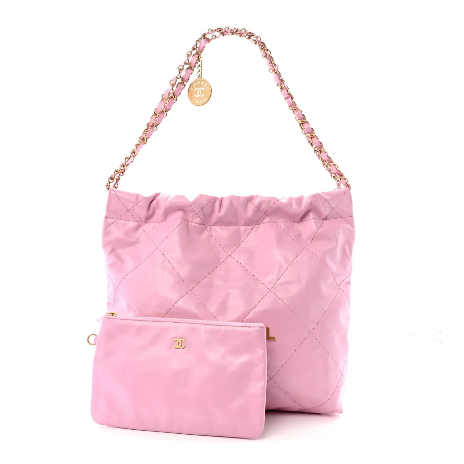 Shiny Calfskin Quilted Small Chanel 22 Lilac - Image 3