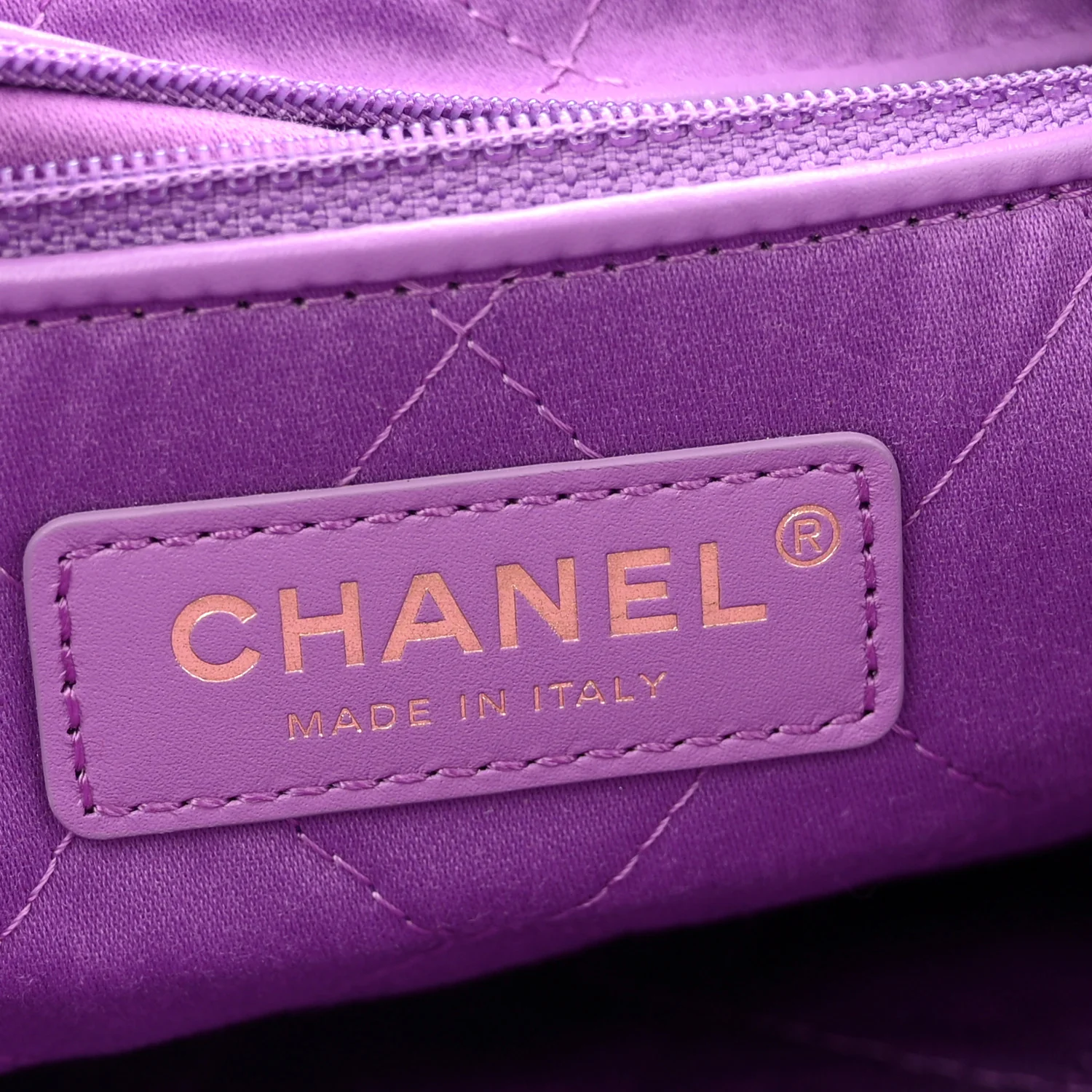 Shiny Calfskin Quilted Small Chanel 22 Purple - Image 6