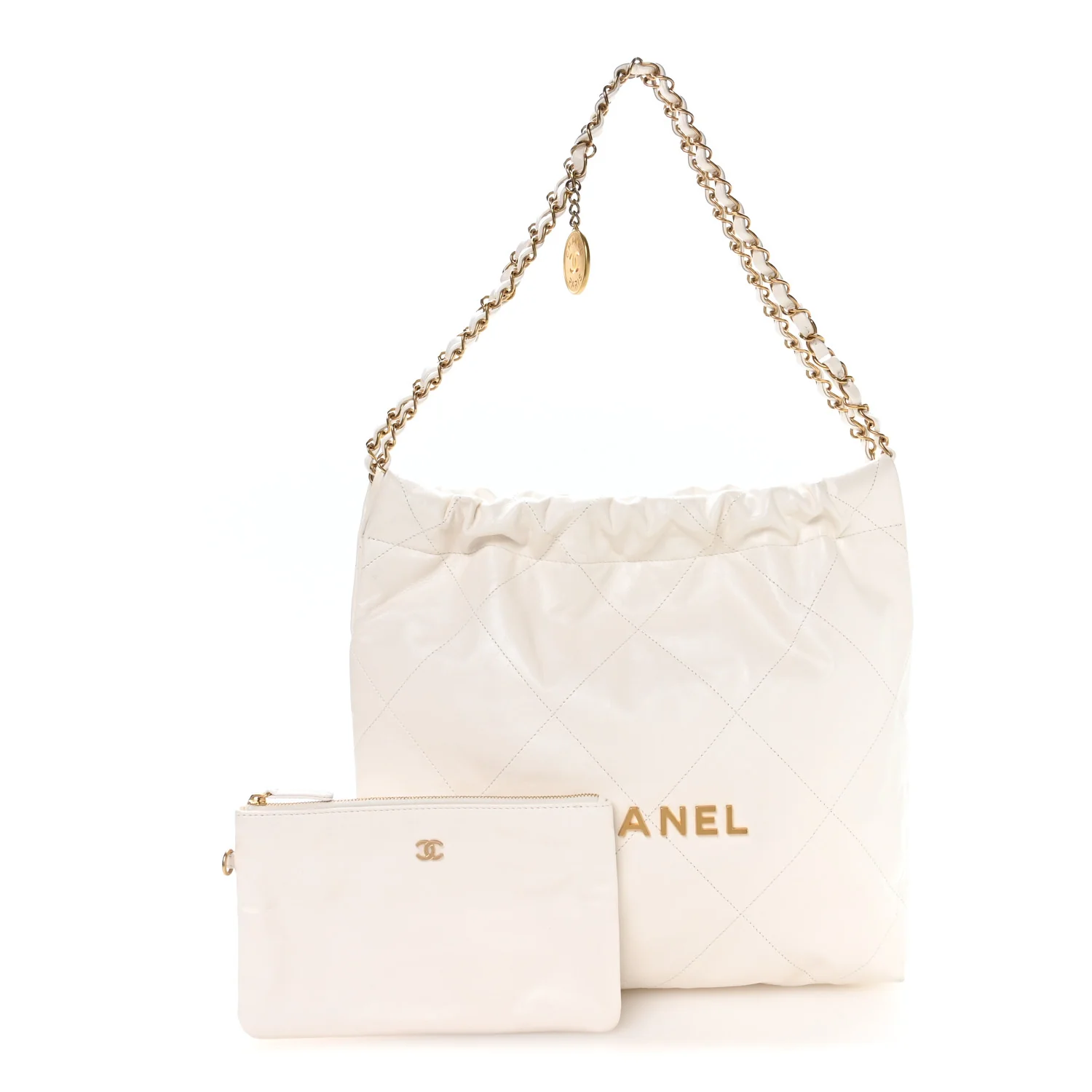 Shiny Calfskin Quilted Small Chanel 22 White - Image 3