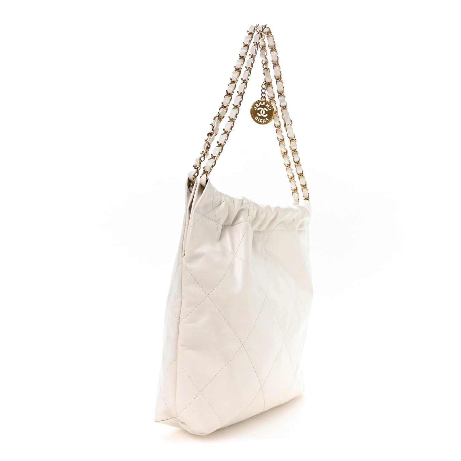 Shiny Calfskin Quilted Small Chanel 22 White - Image 4