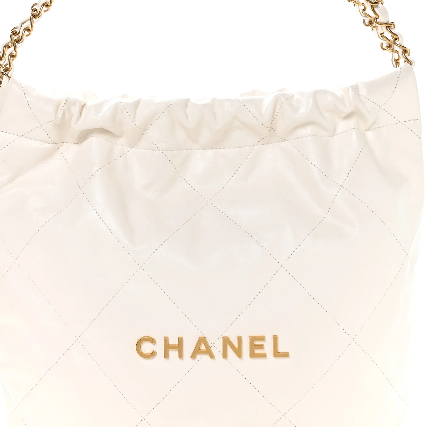 Shiny Calfskin Quilted Small Chanel 22 White - Image 9