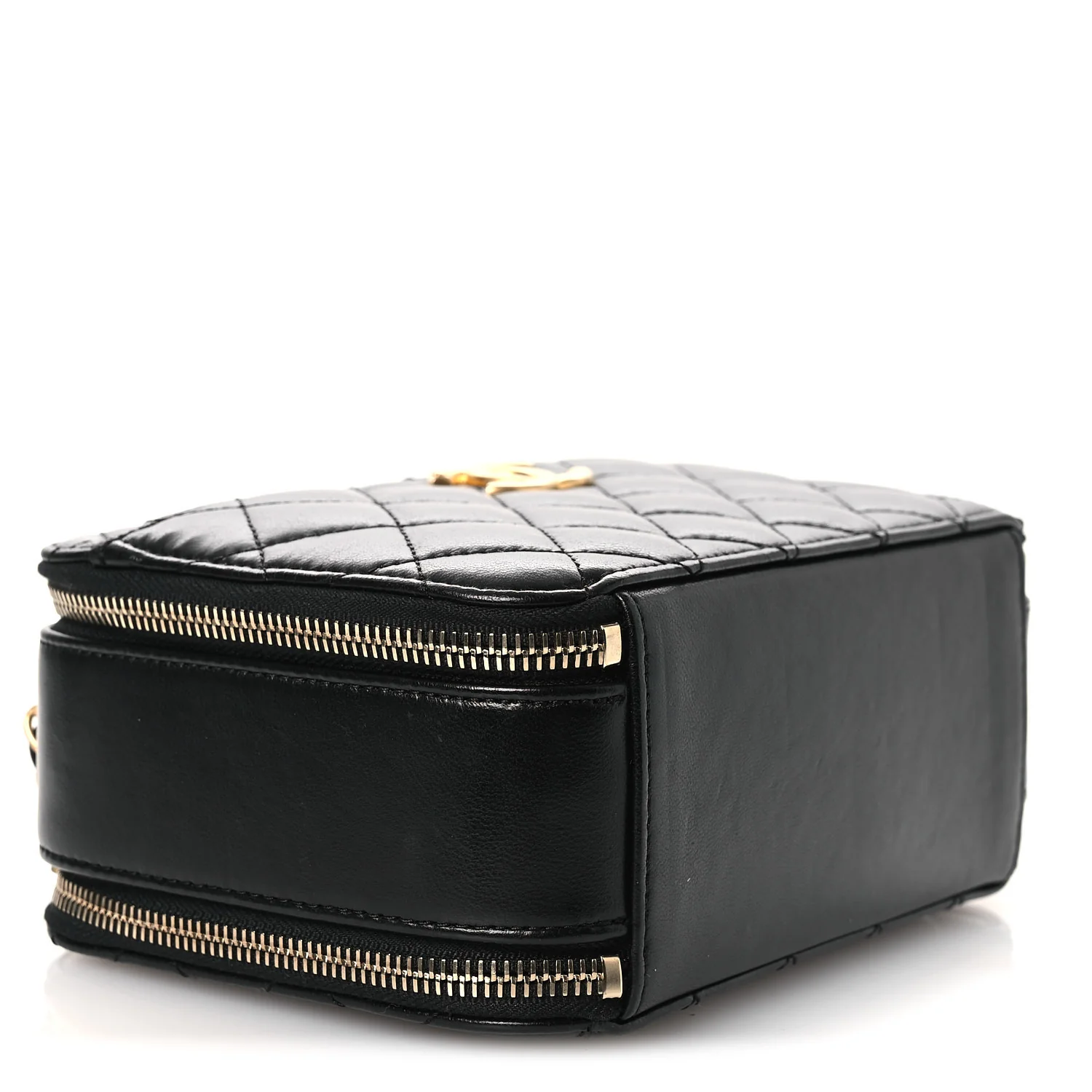 Shiny Calfskin Quilted Small Pick Me Up Vanity Case Black - Image 4