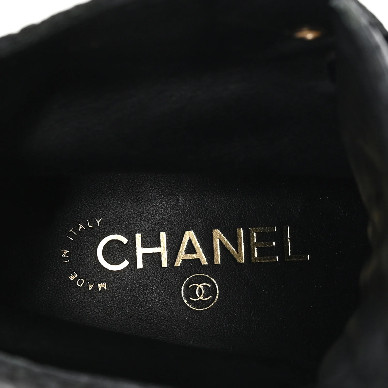 Shiny Calfskin Velvet Pearl Combat Short Boots 37.5 Black - Image 9
