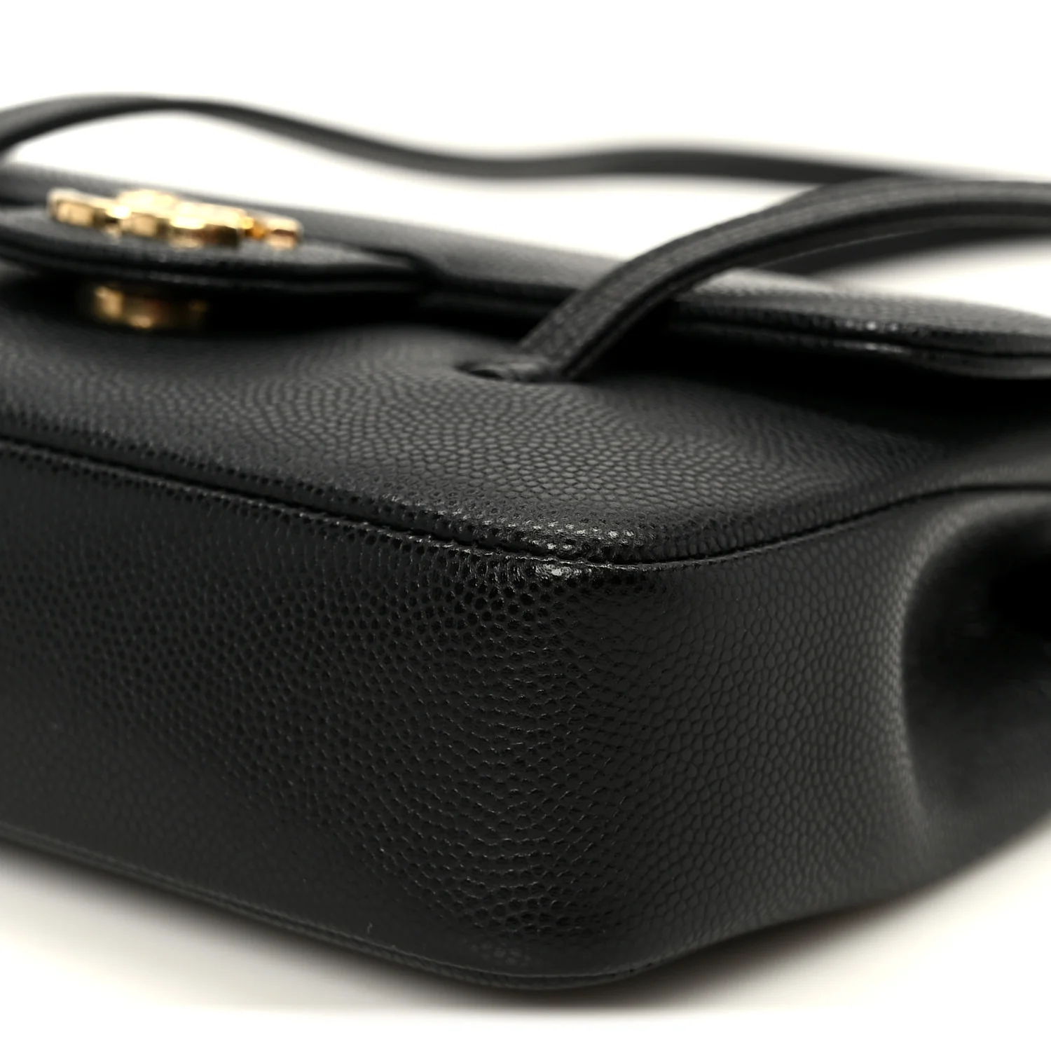 Shiny Caviar Mini Preppy Coco Shoulder Bag Black - Image 10