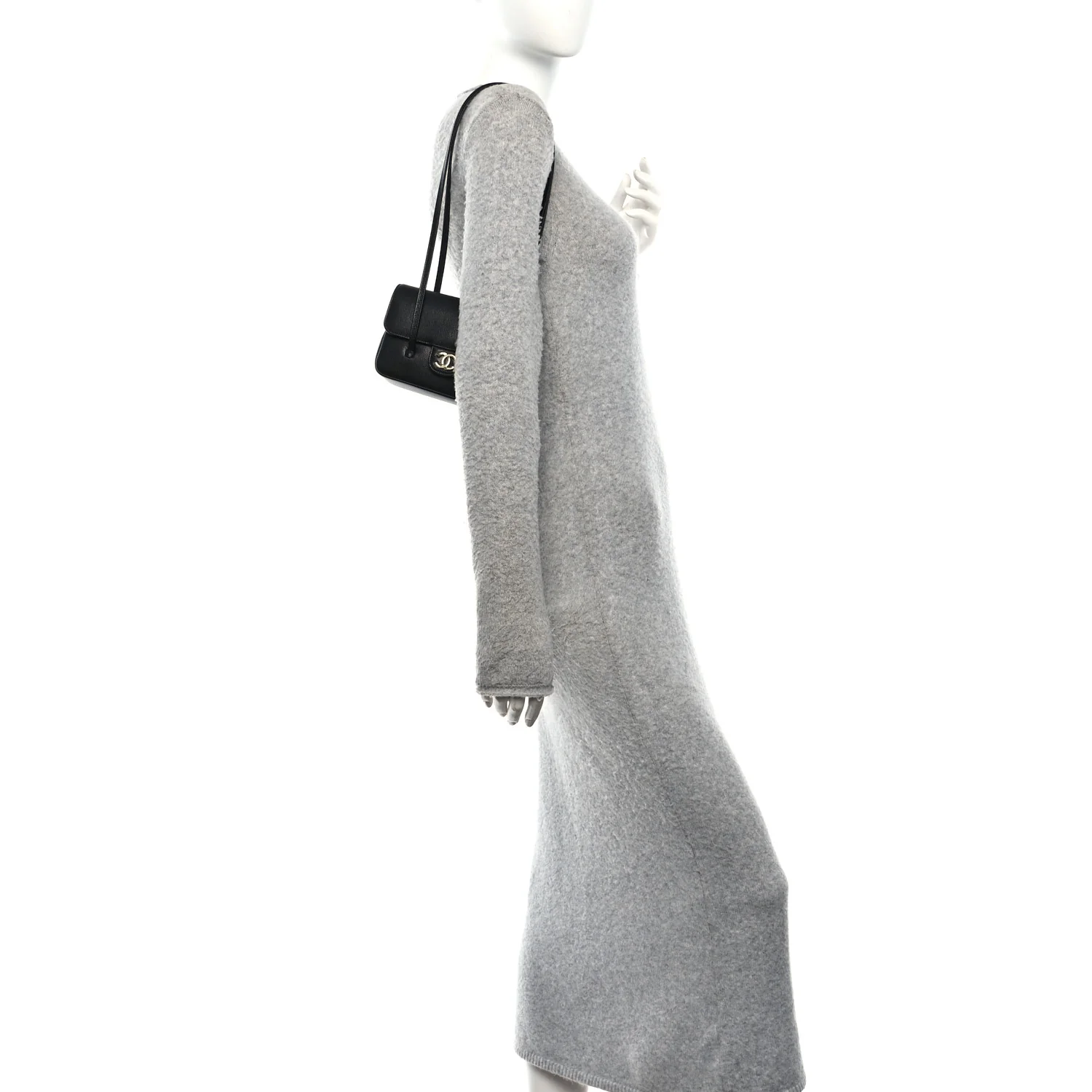 Shiny Caviar Mini Preppy Coco Shoulder Bag Black - Image 2