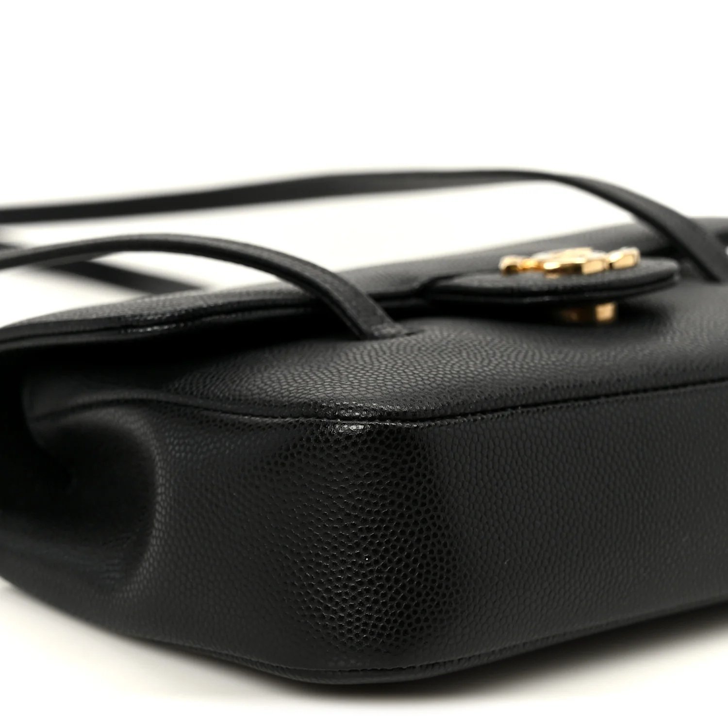 Shiny Caviar Mini Preppy Coco Shoulder Bag Black - Image 9