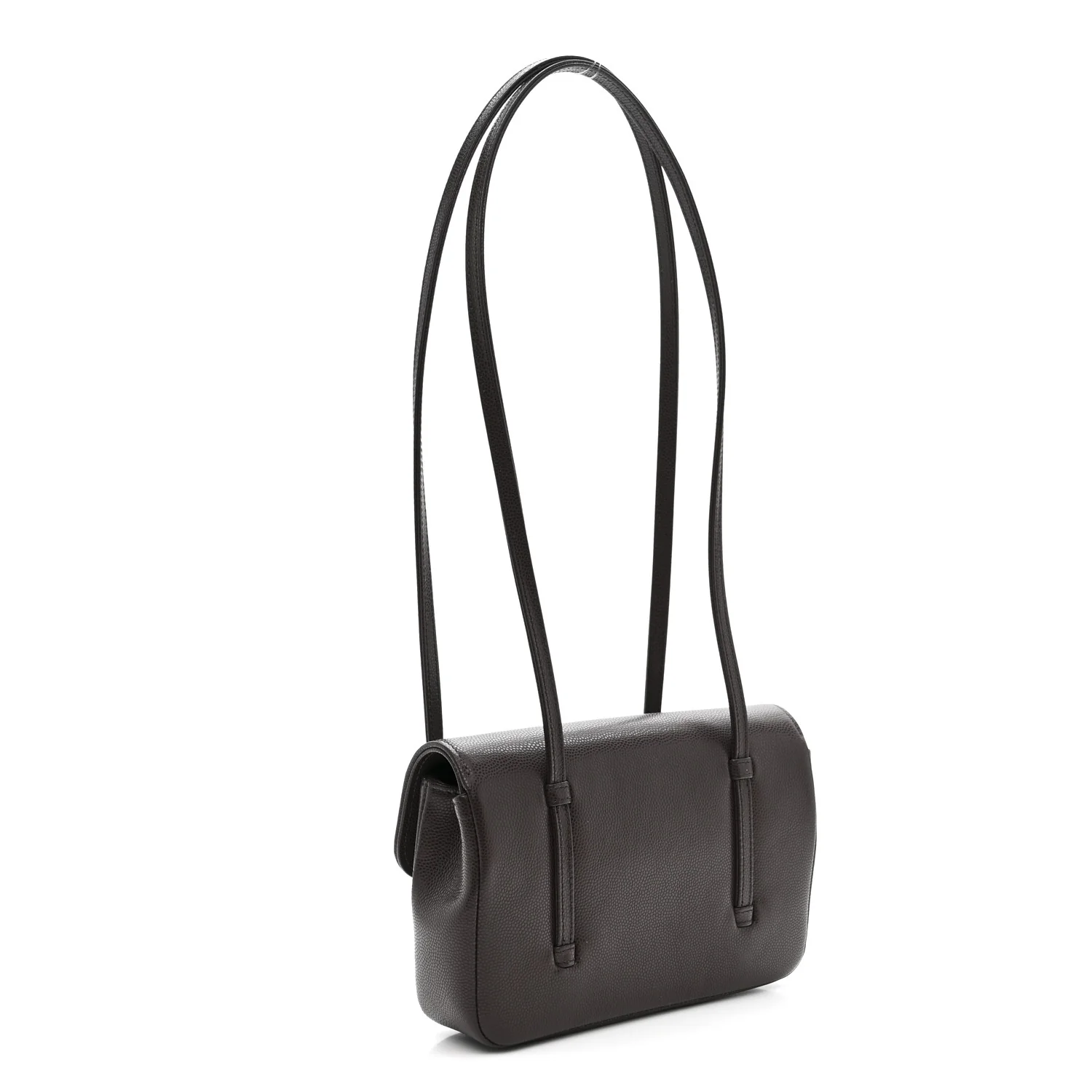 Shiny Caviar Mini Preppy Coco Shoulder Bag Dark Brown - Image 3