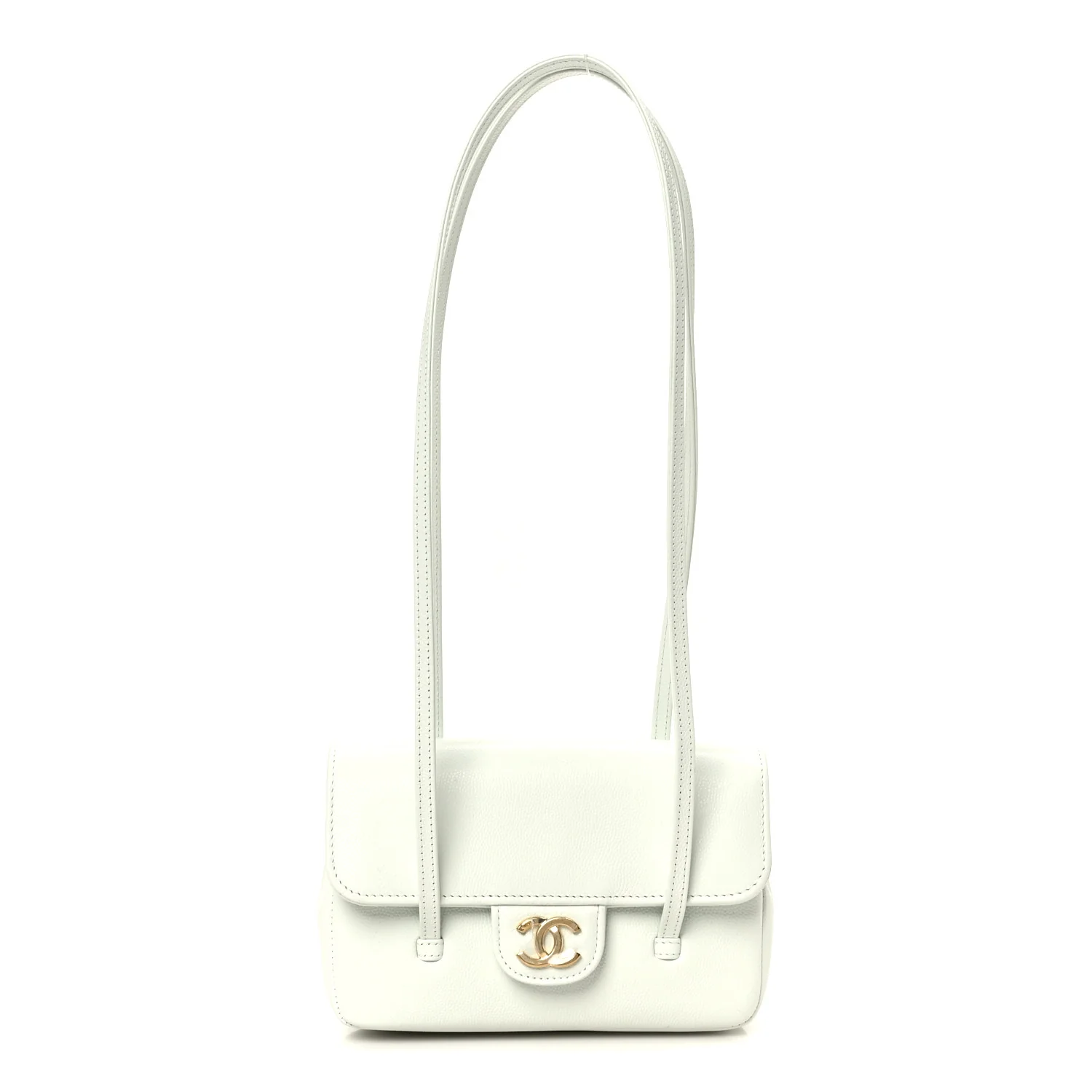Shiny Caviar Mini Preppy Coco Shoulder Bag Light Blue