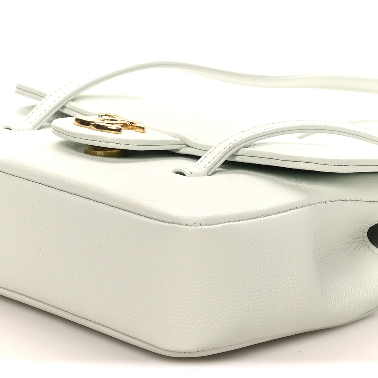 Shiny Caviar Mini Preppy Coco Shoulder Bag Light Blue - Image 10