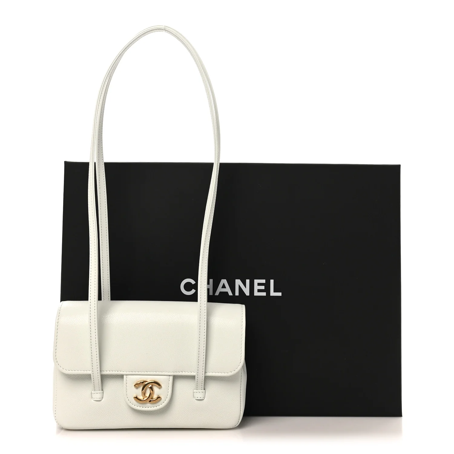 Shiny Caviar Mini Preppy Coco Shoulder Bag Light Blue - Image 11