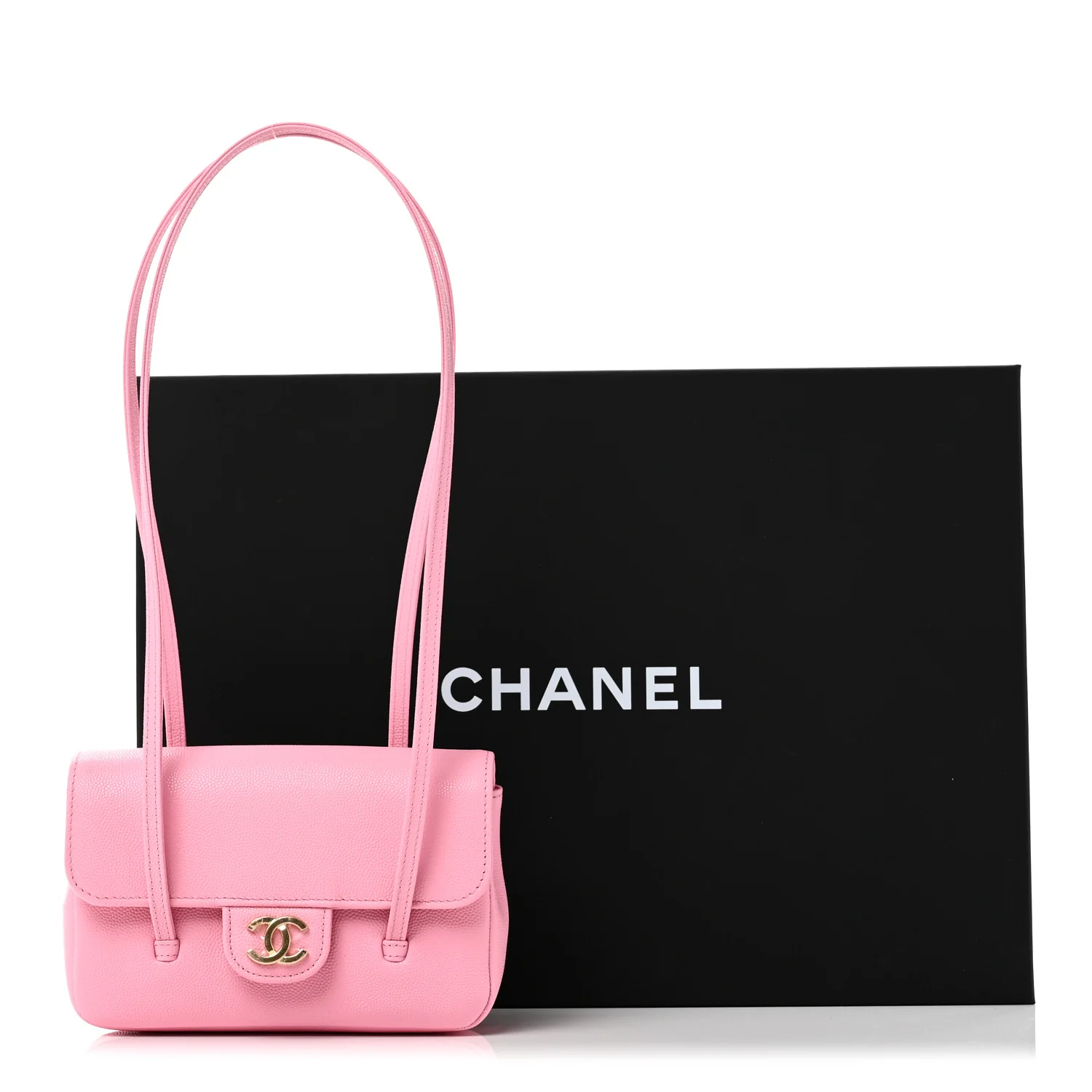 Shiny Caviar Mini Preppy Coco Shoulder Bag Pink - Image 11