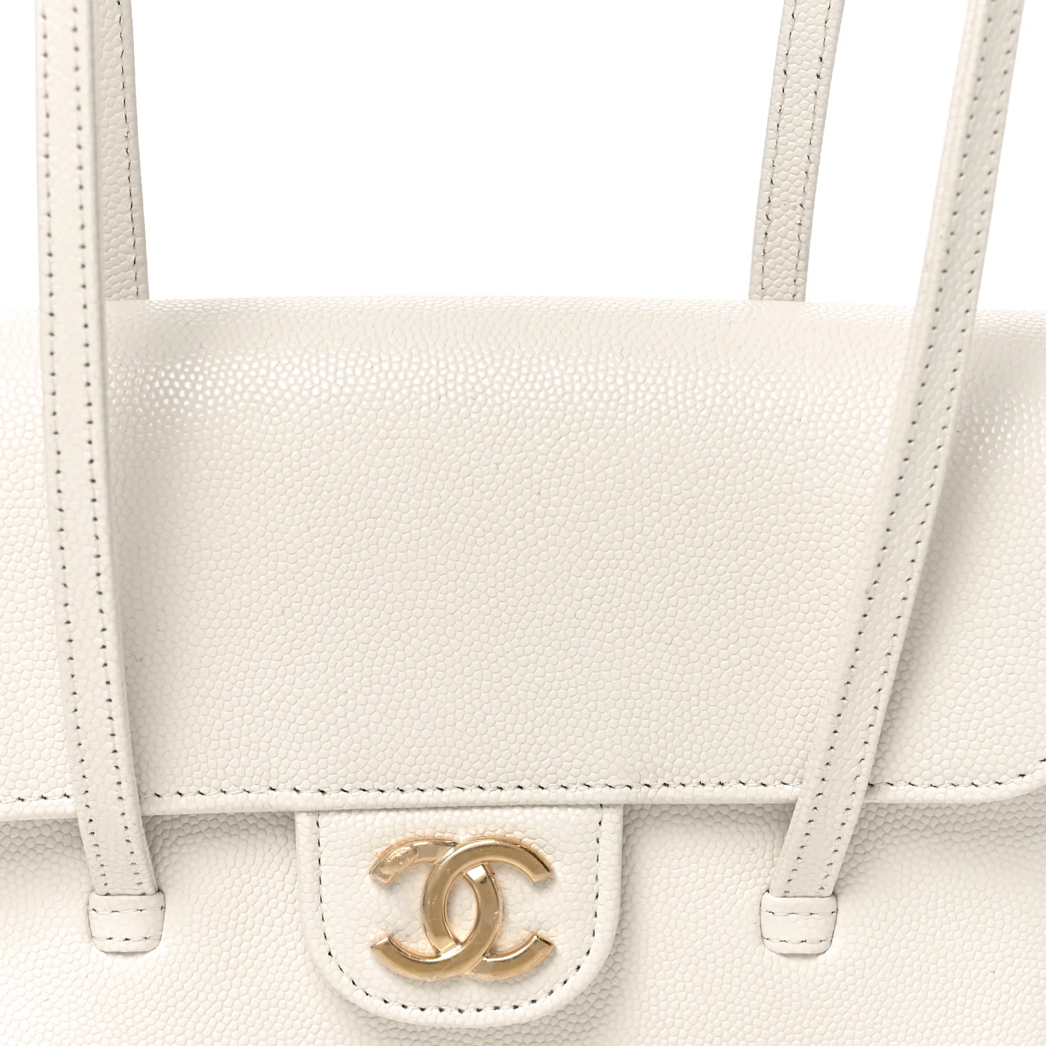 Shiny Caviar Mini Preppy Coco Shoulder Bag White - Image 8