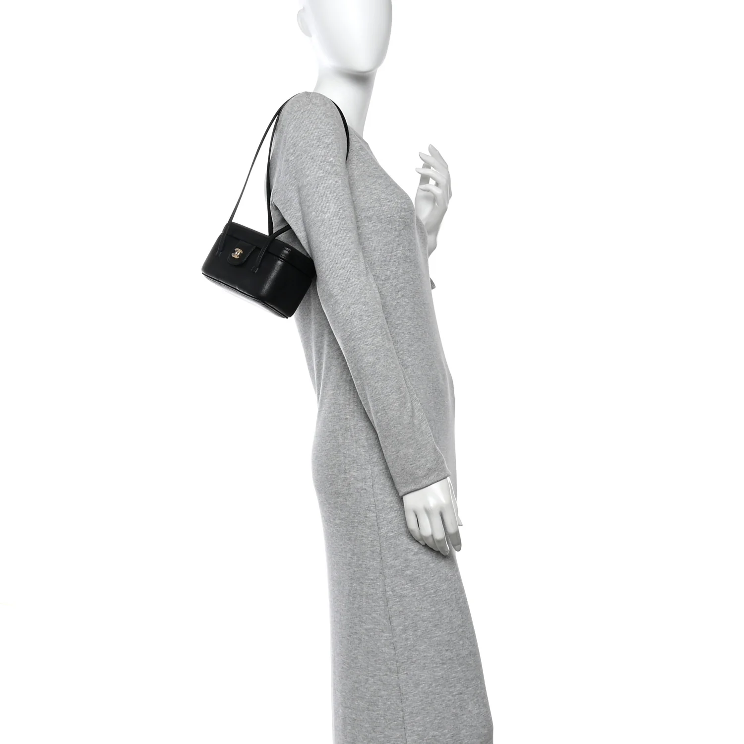 Shiny Caviar Preppy Coco Long Vanity With Strap Black - Image 2