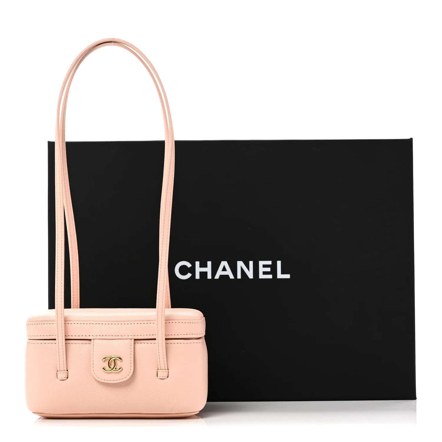 Shiny Caviar Preppy Coco Long Vanity With Strap Light Pink - Image 12