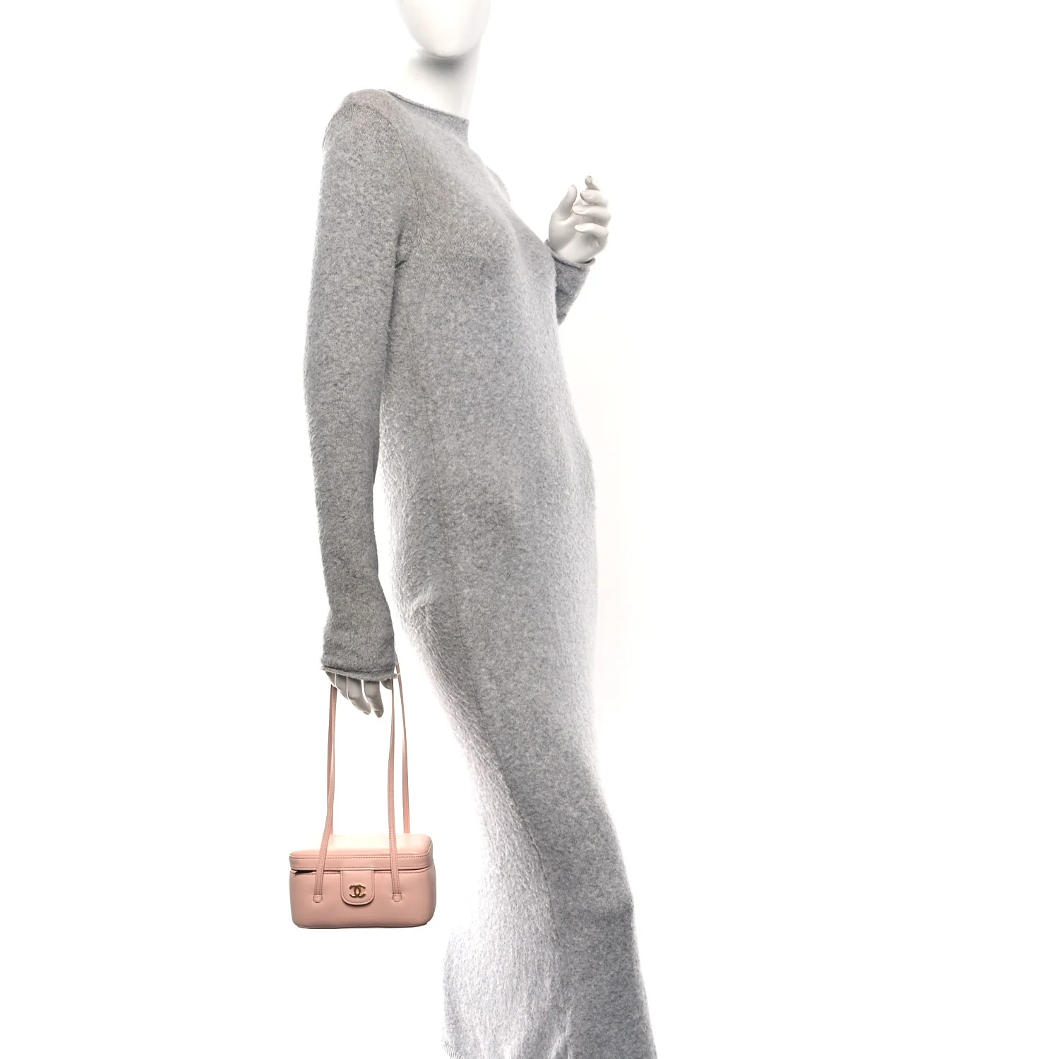 Shiny Caviar Preppy Coco Long Vanity With Strap Light Pink - Image 2