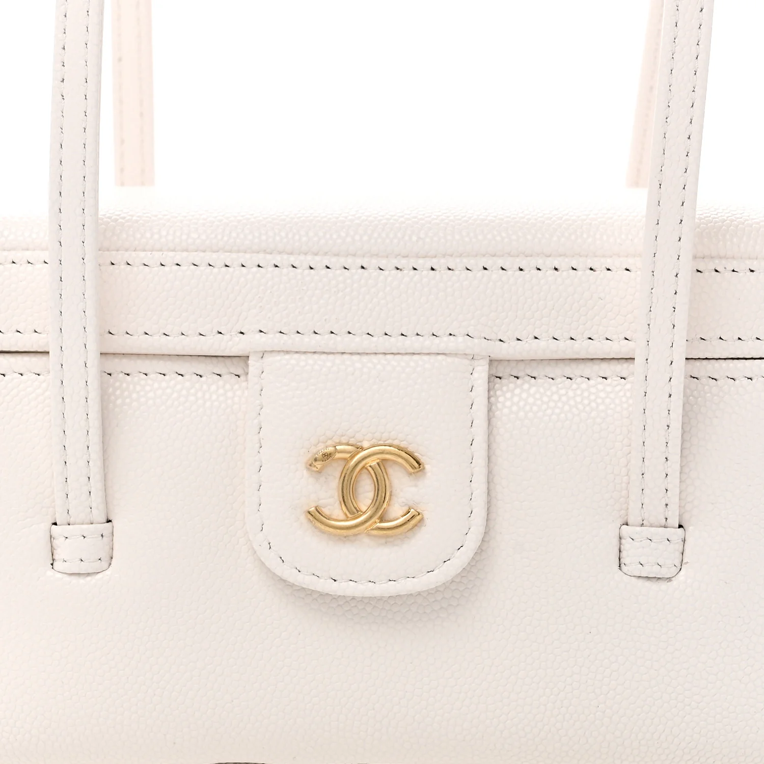 Shiny Caviar Preppy Coco Long Vanity With Strap White - Image 9