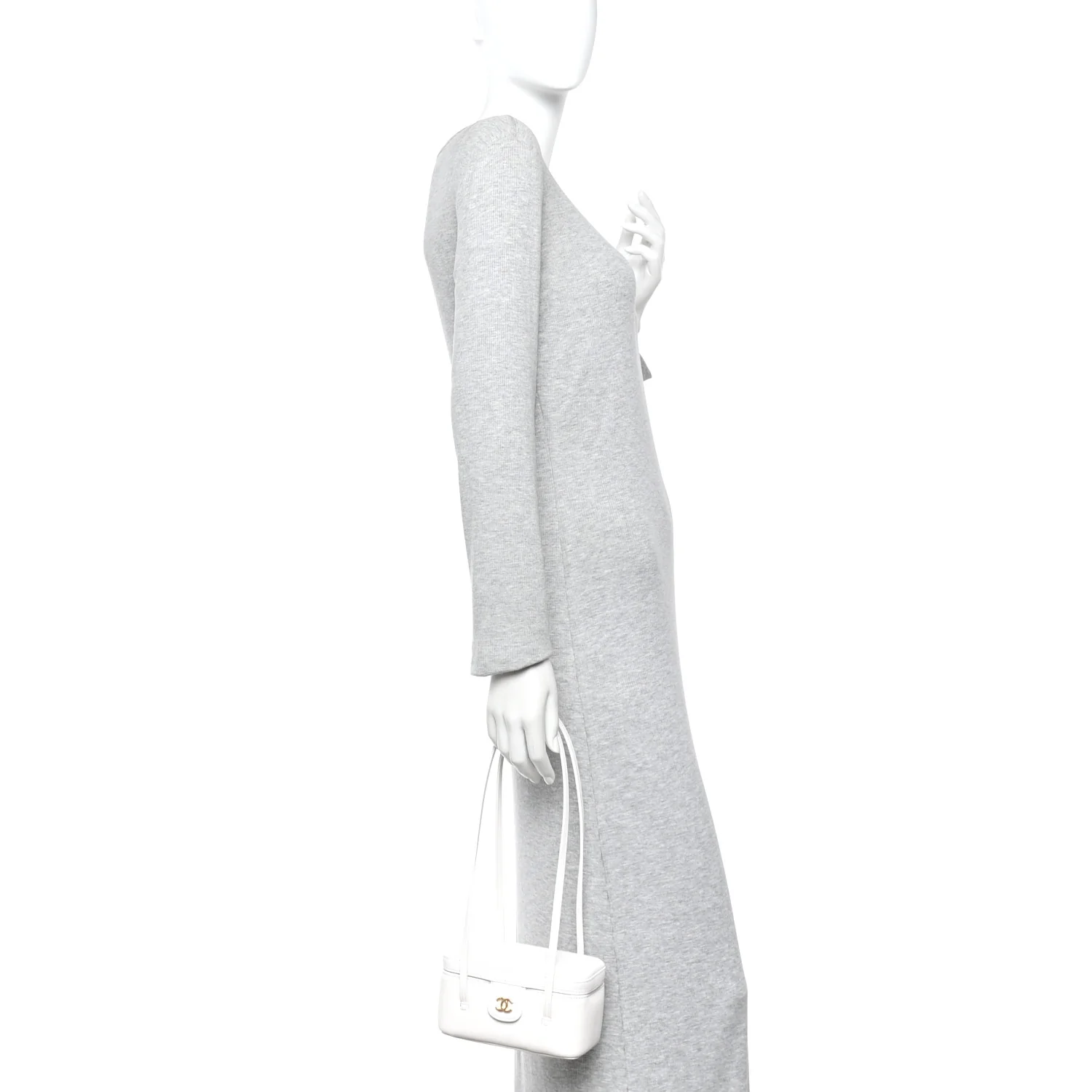 Shiny Caviar Preppy Coco Long Vanity With Strap White - Image 2