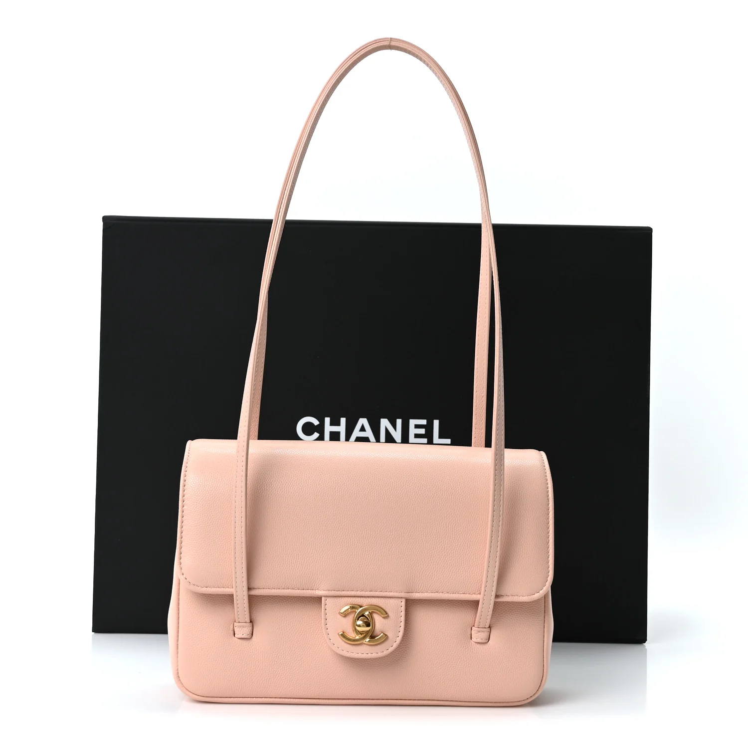 Shiny Caviar Preppy Coco Small Flap Light Pink - Image 11