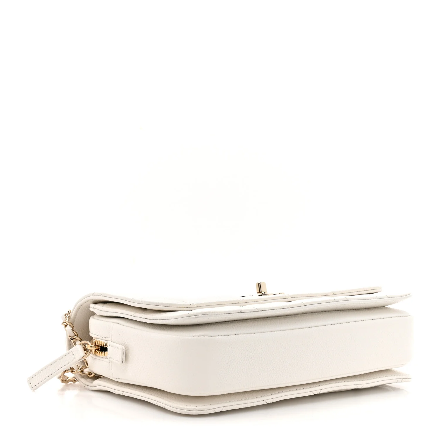 Shiny Caviar Quilted Flap Bag White - Image 4