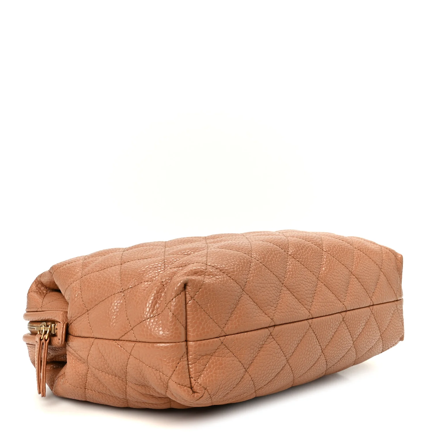 Shiny Caviar Quilted Large Bowling Bag Brown - Image 4