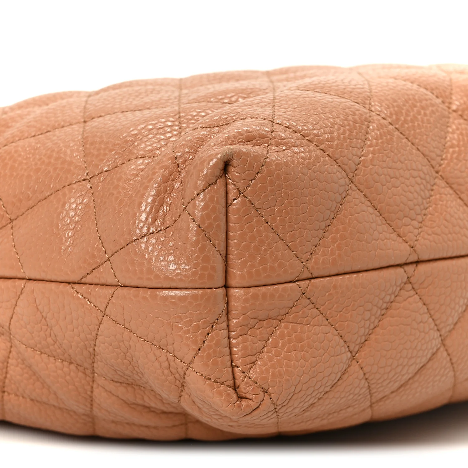 Shiny Caviar Quilted Large Bowling Bag Brown - Image 9