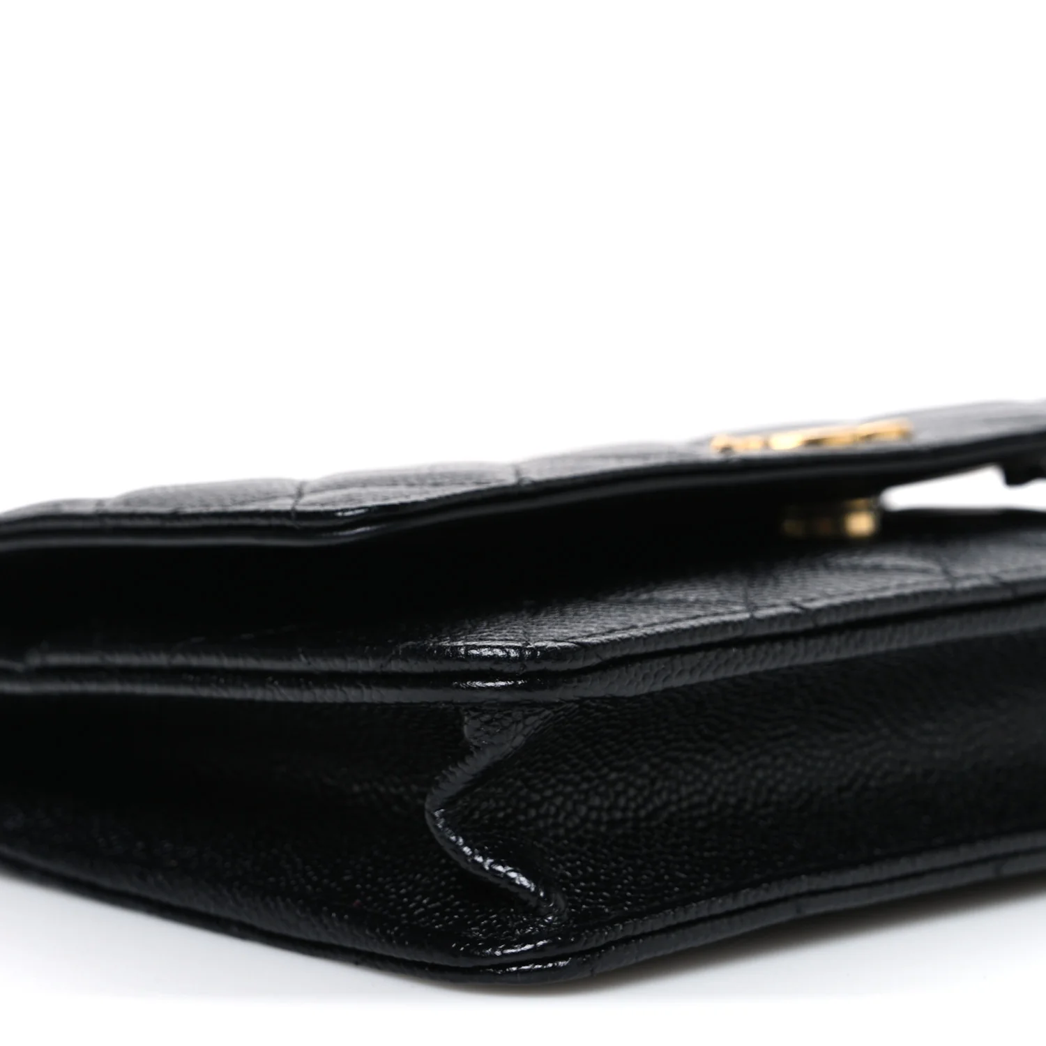 Shiny Caviar Quilted Pick Me Up Wallet On Chain WOC Black - Image 10