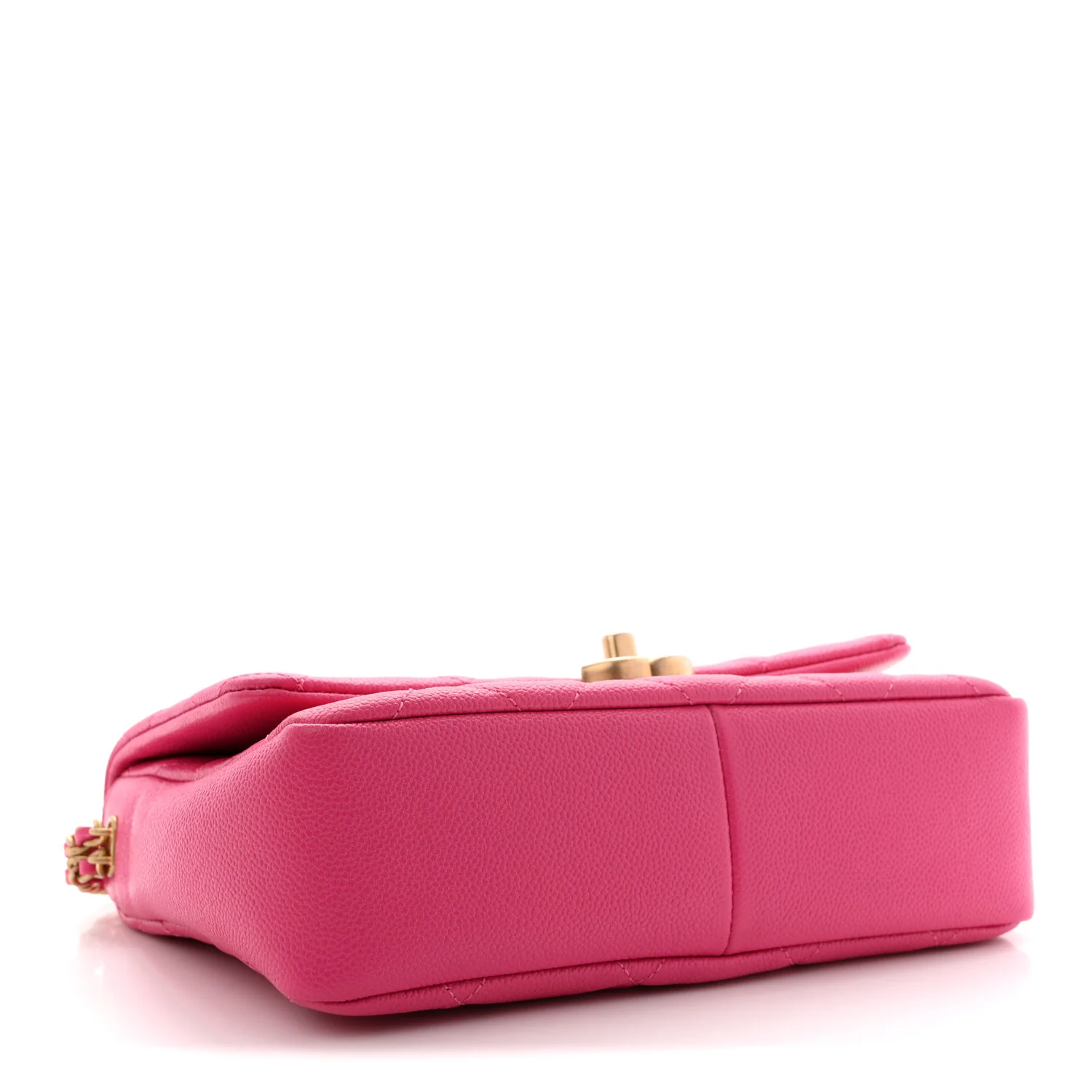 Shiny Caviar Quilted Small Chain Melody Flap Dark Pink - Image 5