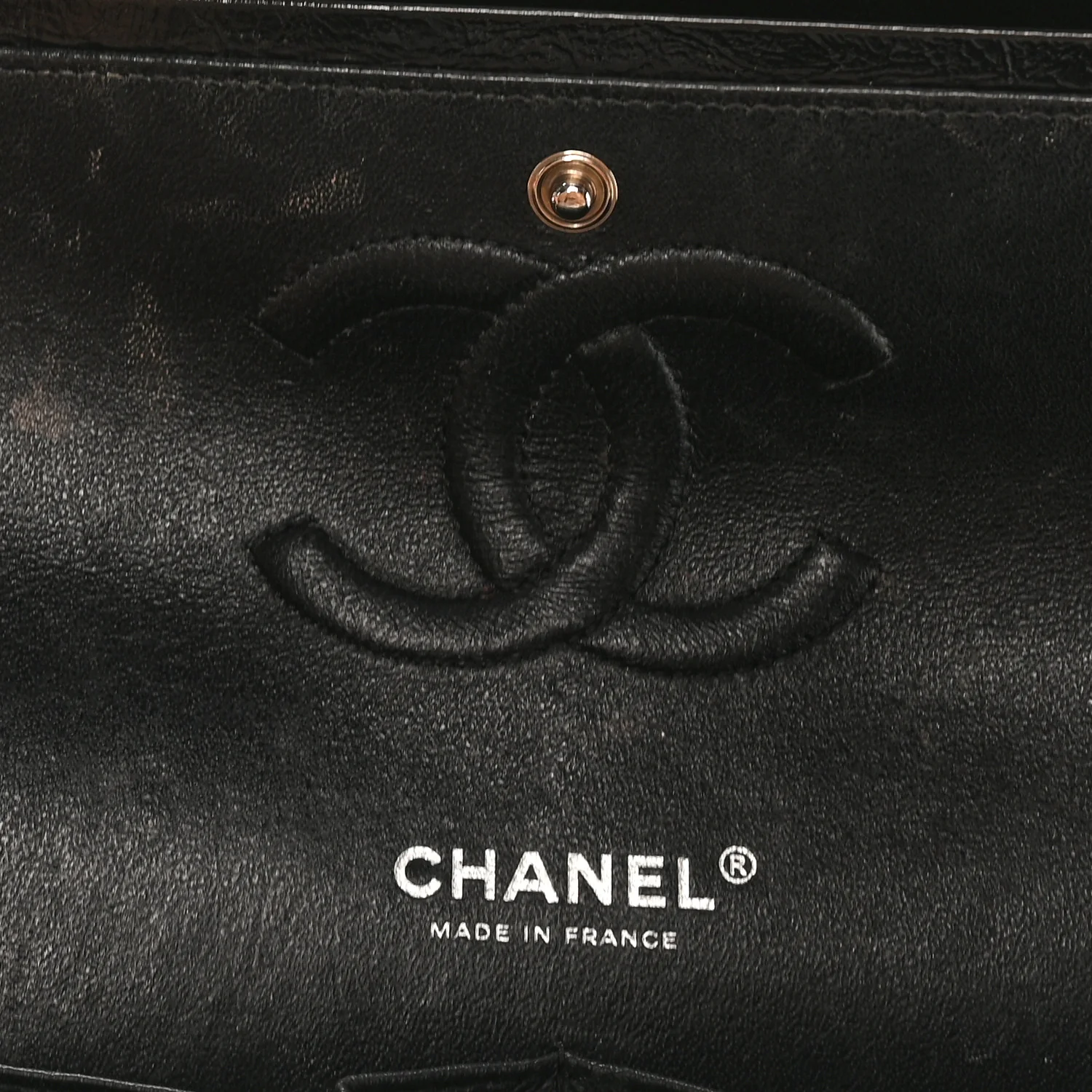 Shiny Crumpled Calfskin Quilted Medium Double Flap So Black - Image 11
