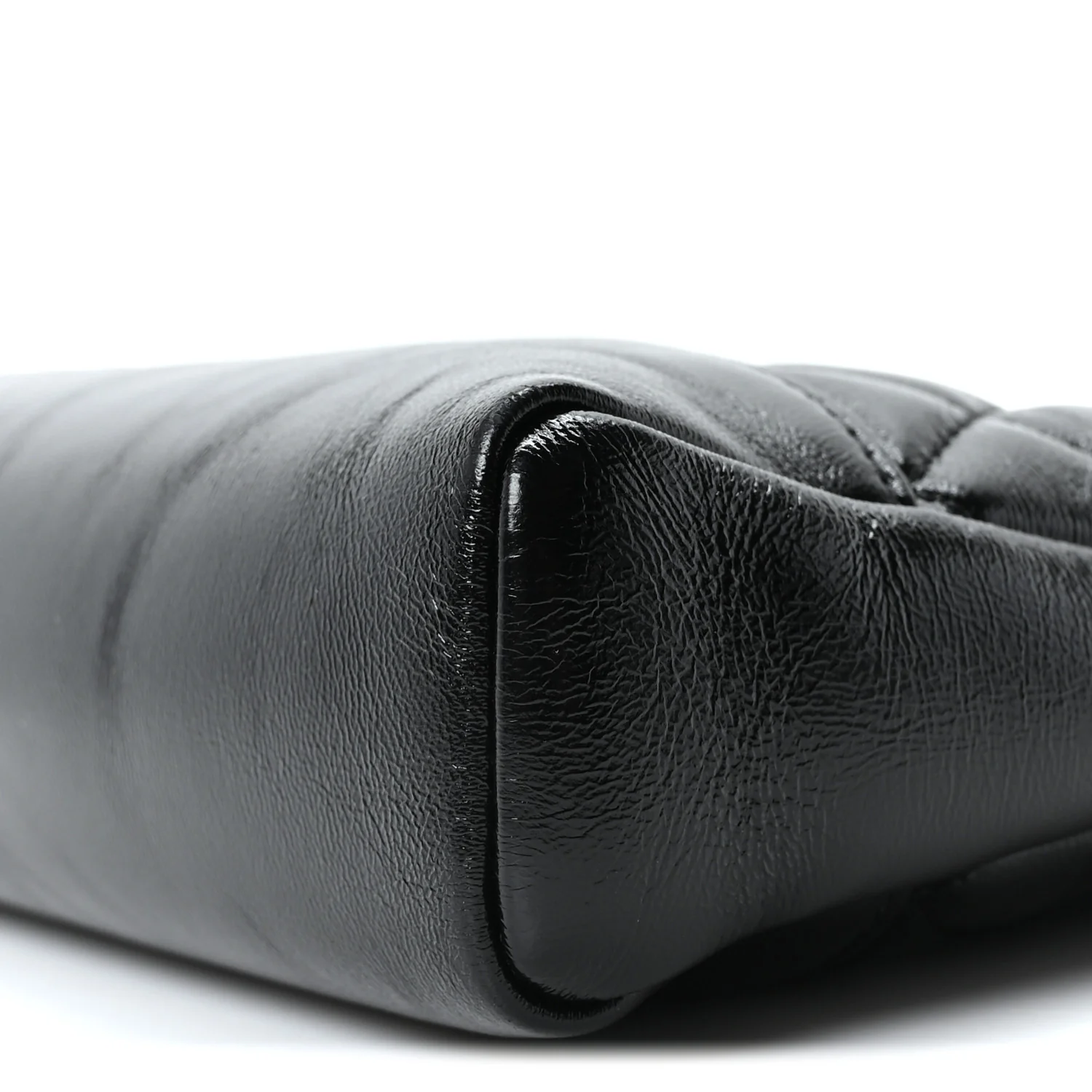 Shiny Crumpled Calfskin Quilted Mini 31 Shopping Bag Black - Image 10